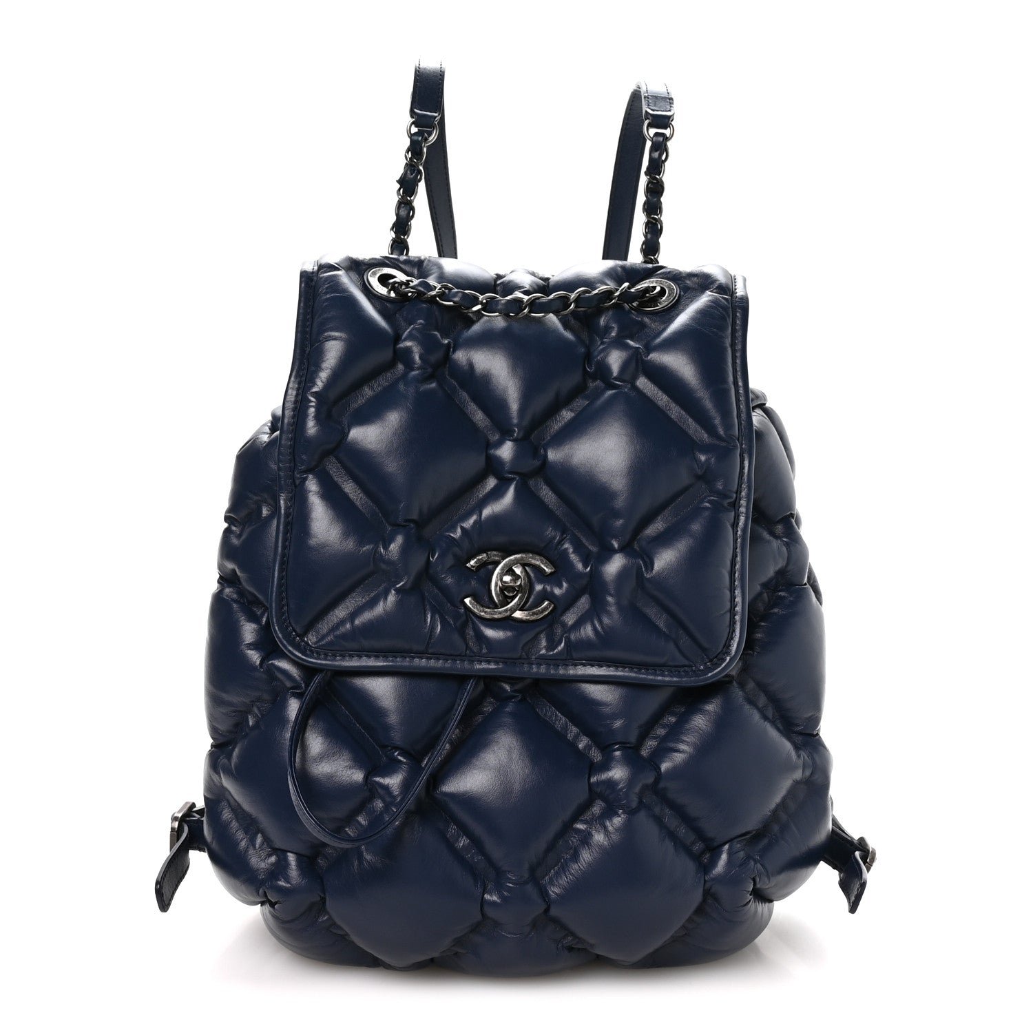 Chanel Calfskin Quilted Chesterfield Backpack Blue