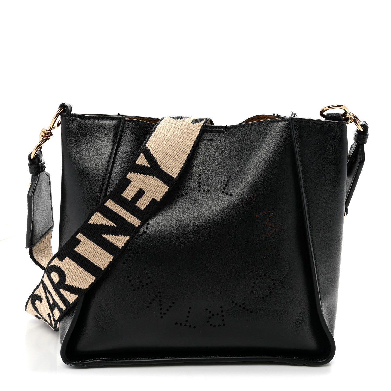 Stella McCartney Eco Alter Nappa Perforated Logo Mini Crossbody Black