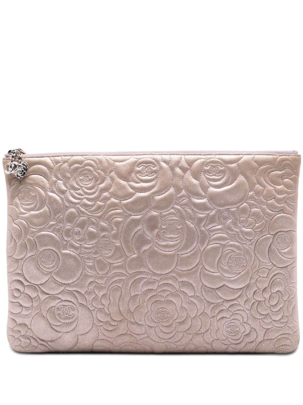 2013-2014 Large CC Embossed Metallic Lambskin Camellia O Case clutch bag