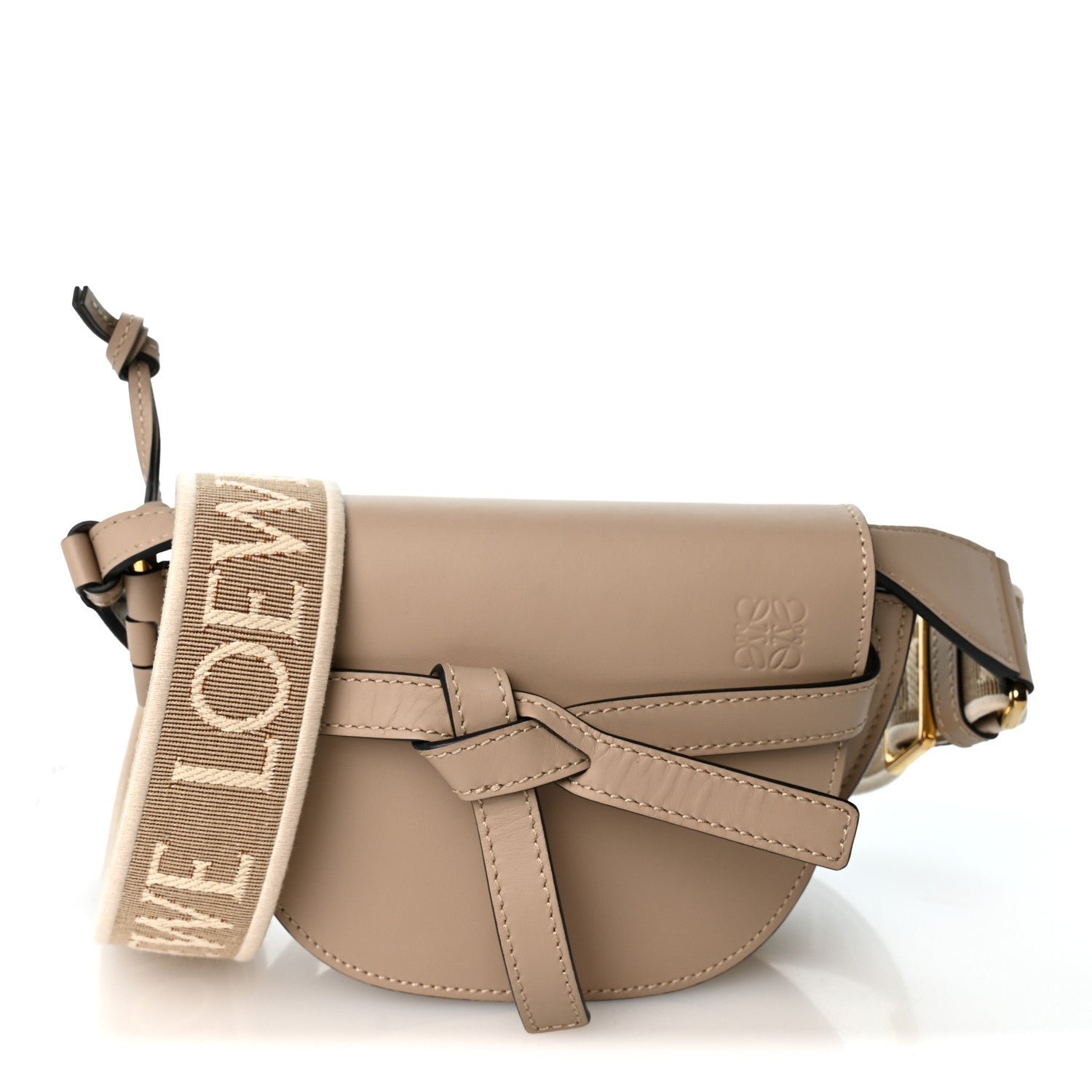 Loewe Loewe Calfskin Jacquard Mini Gate Dual Bag Sand