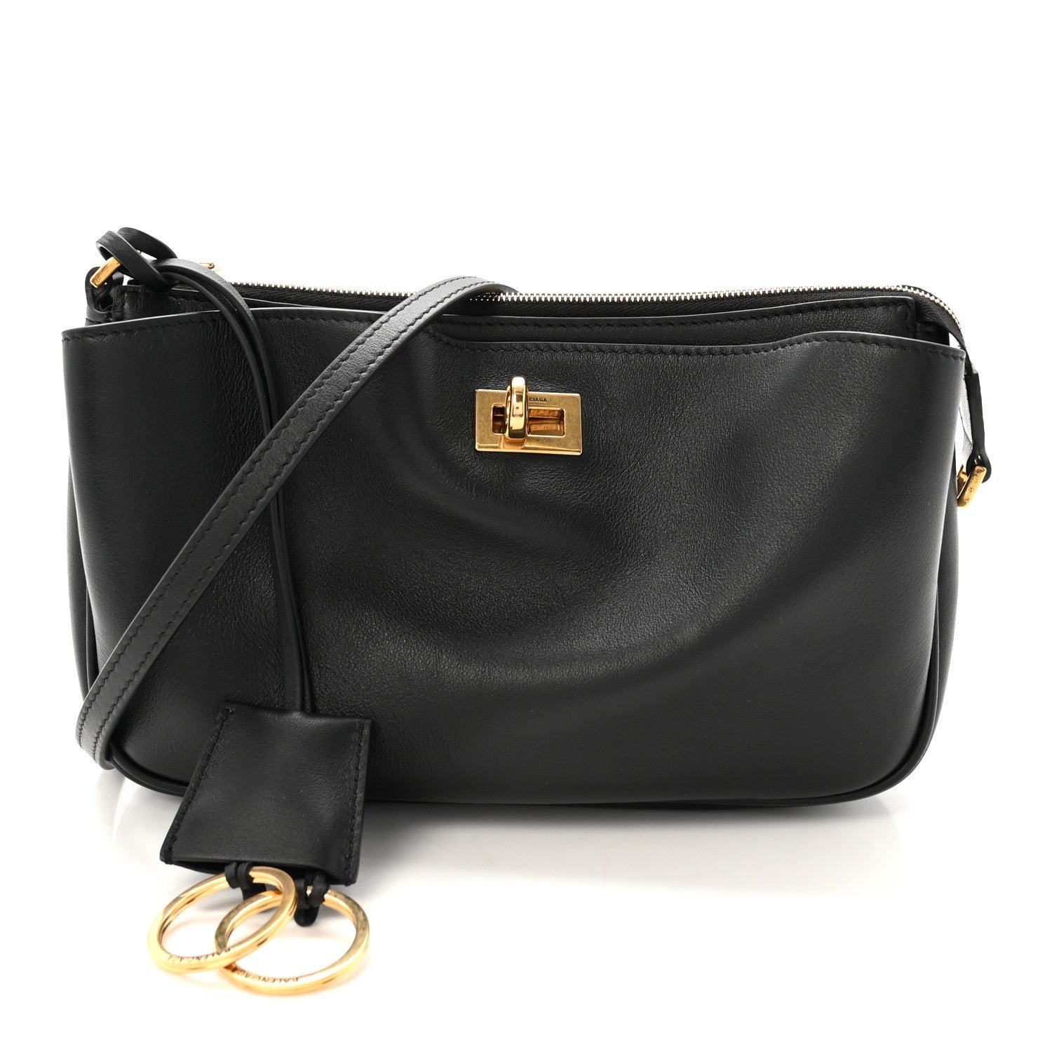 Balenciaga Natural Smooth Calfskin Rodeo Sling Pochette Black