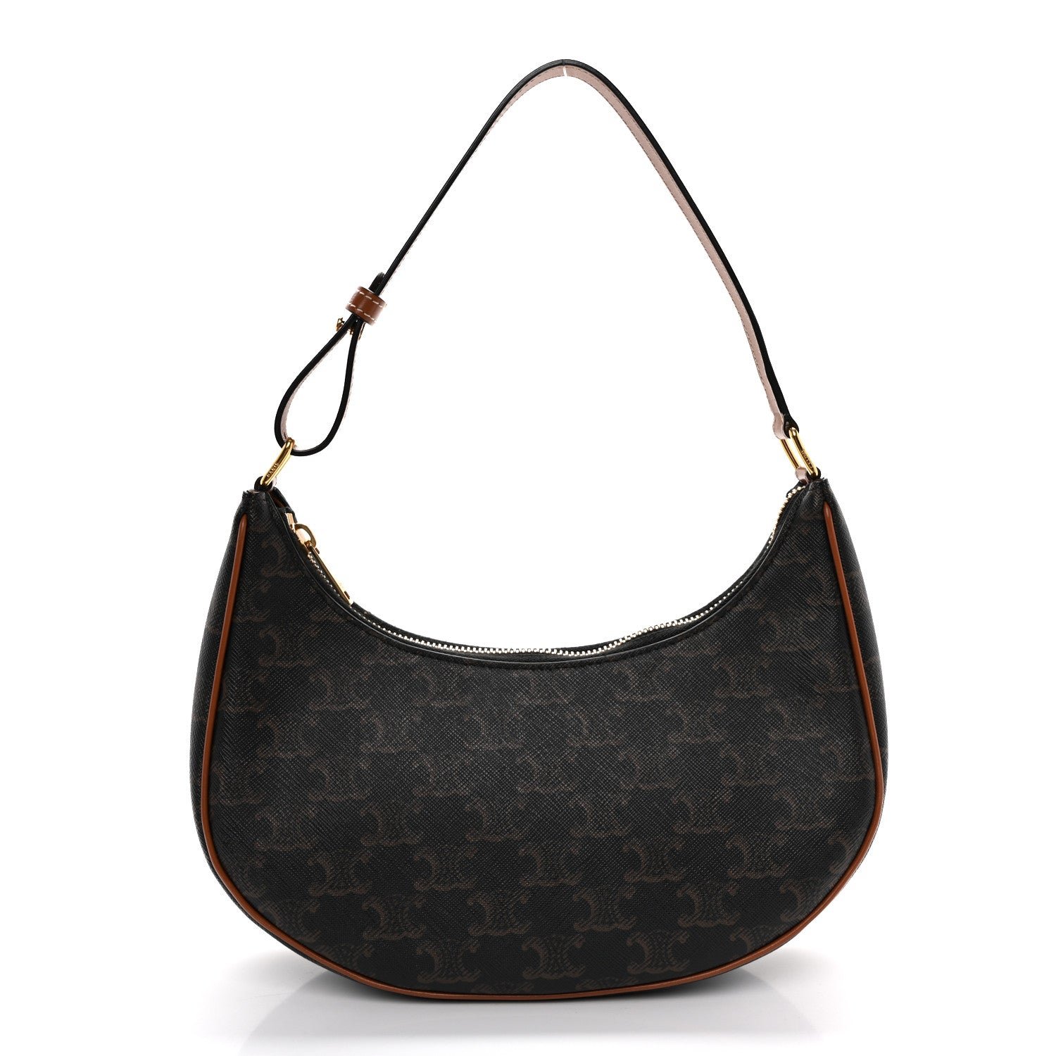 Celine Triomphe Canvas Calfskin Ava Shoulder Bag Tan
