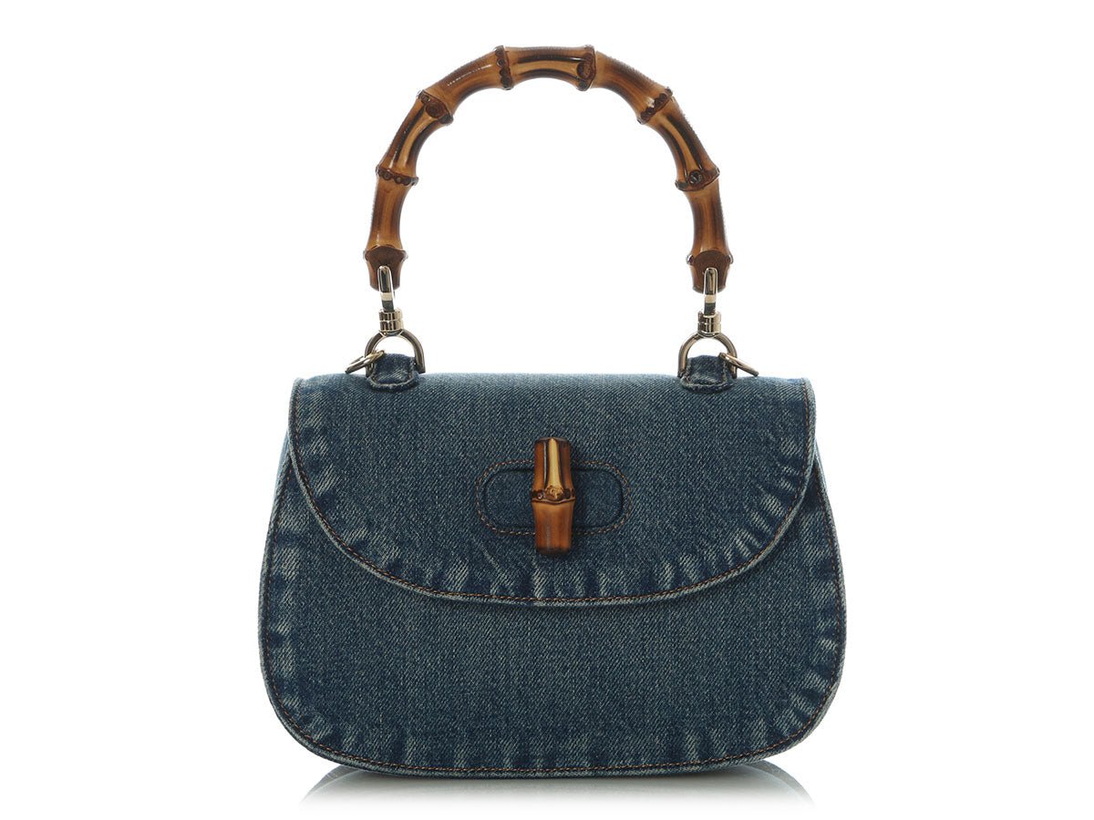 Gucci Small Denim Bamboo 1947 Top Handle Bag
