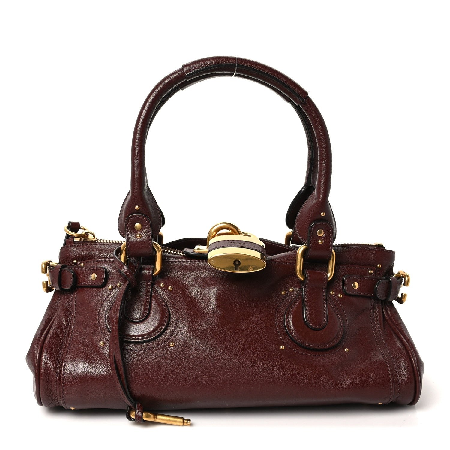 Chloe Grained Buffalo Medium Paddington Satchel Grenat