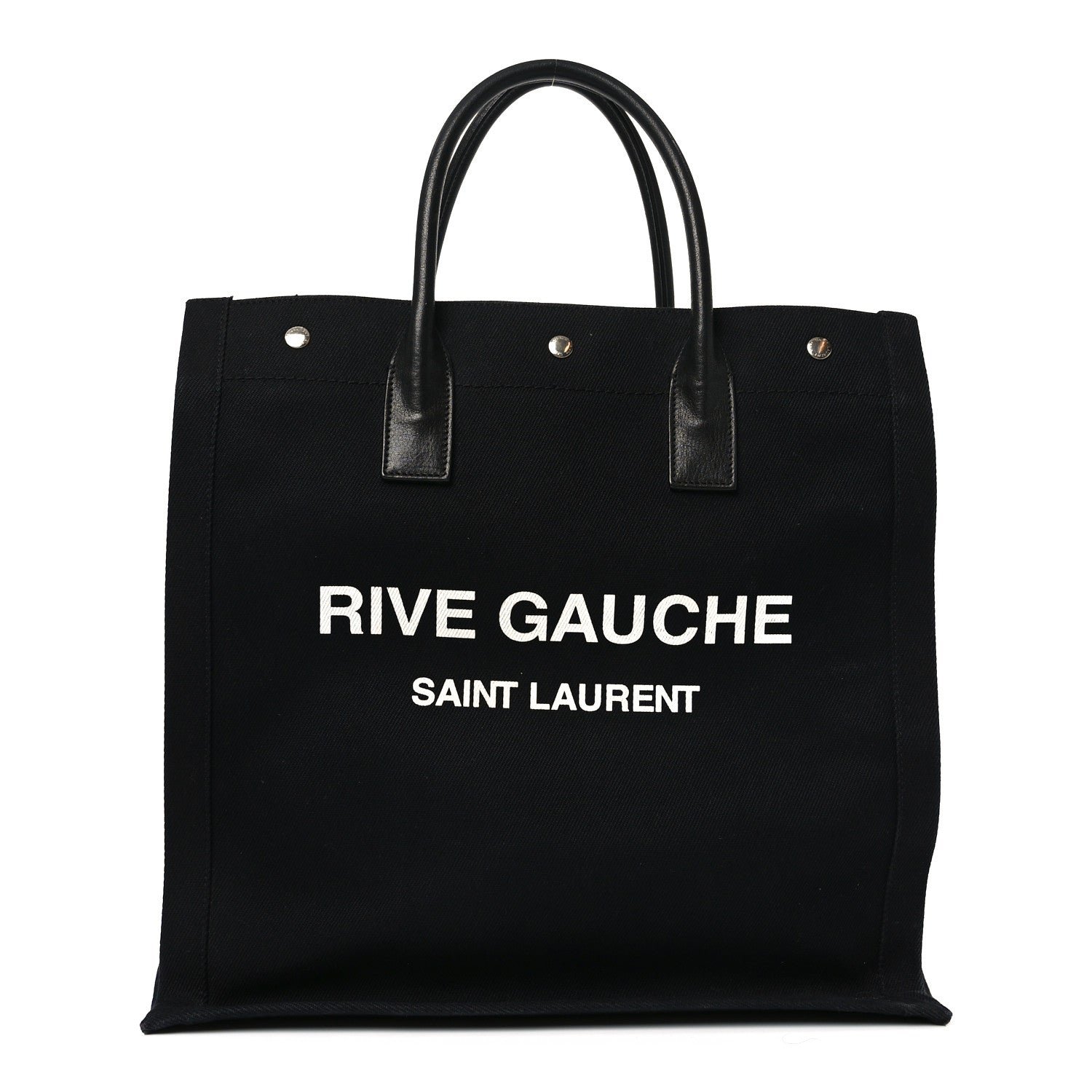 Saint Laurent Linen Calfskin Rive Gauche North South Tote Black