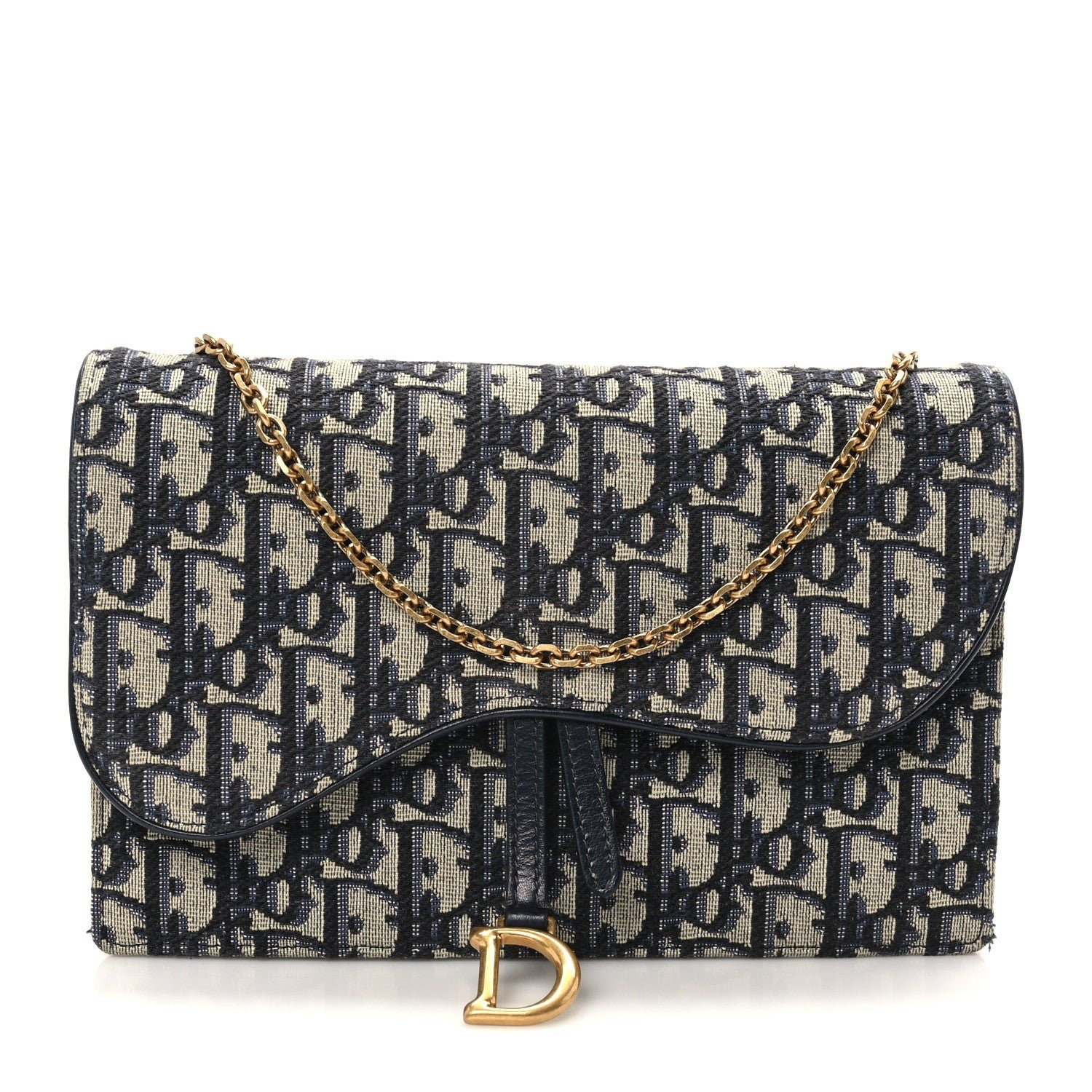 Dior Oblique Saddle Chain Pouch Blue