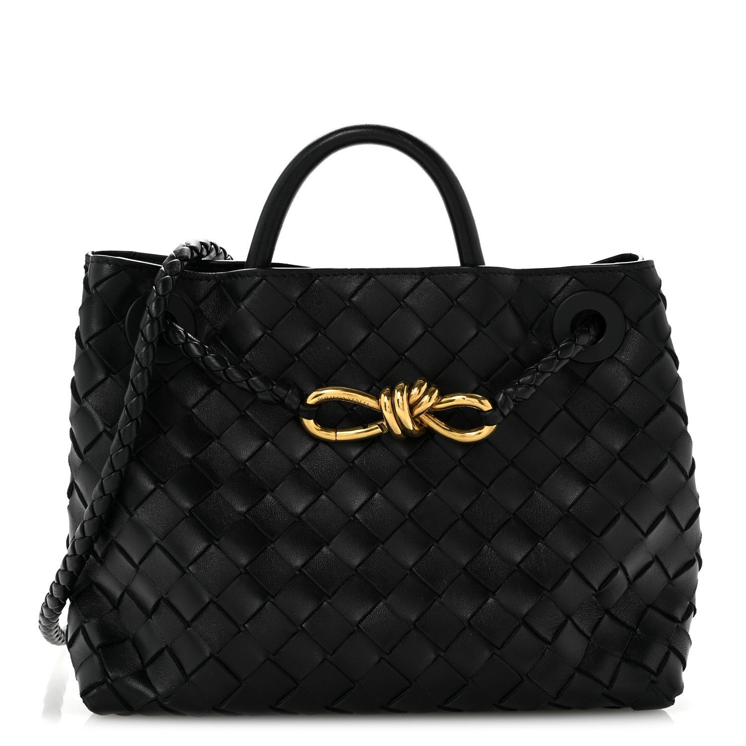 Bottega Veneta Bottega Veneta Nappa Intrecciato Small Andiamo Shoulder Bag Black