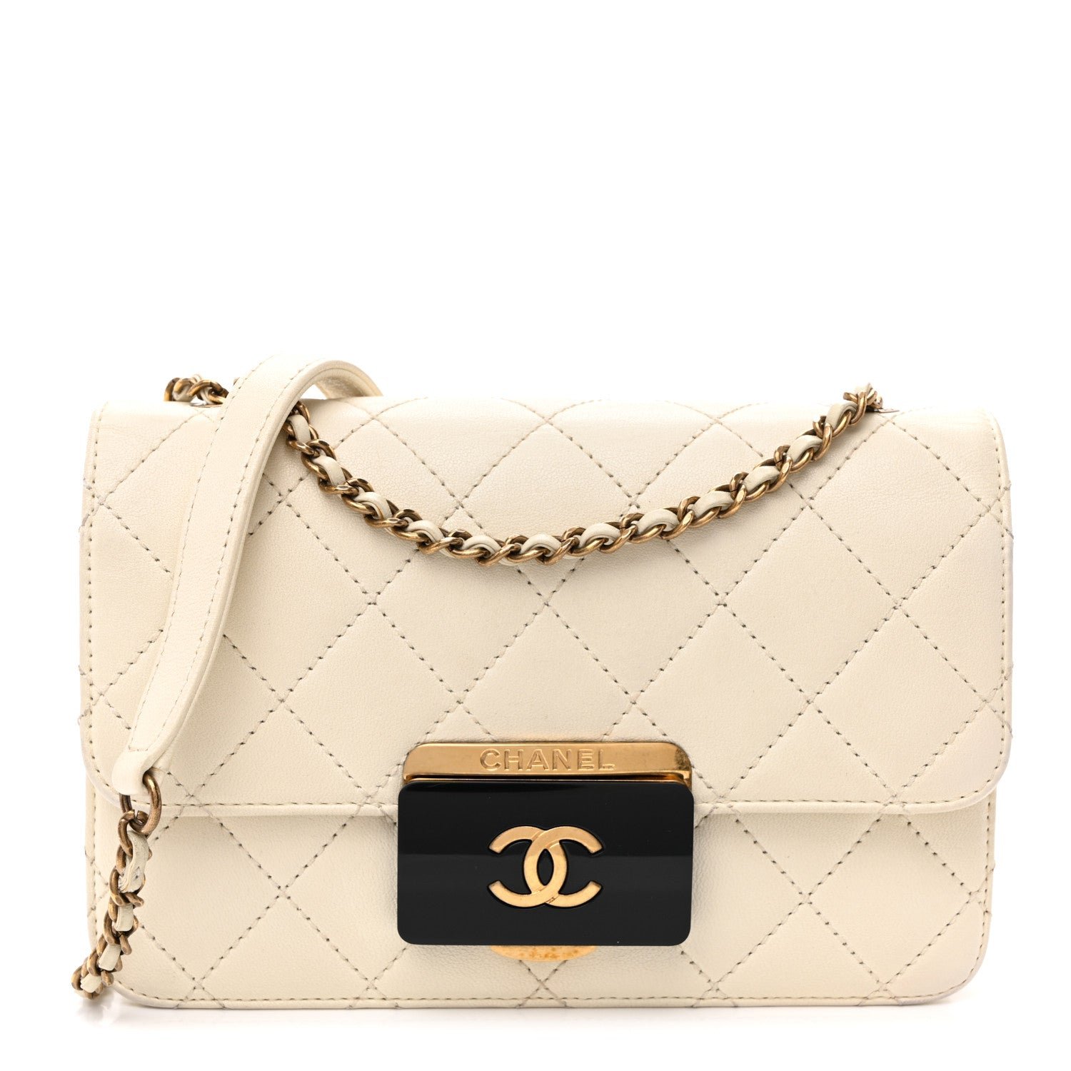 Chanel Sheepskin Quilted Mini Beauty Lock Flap White