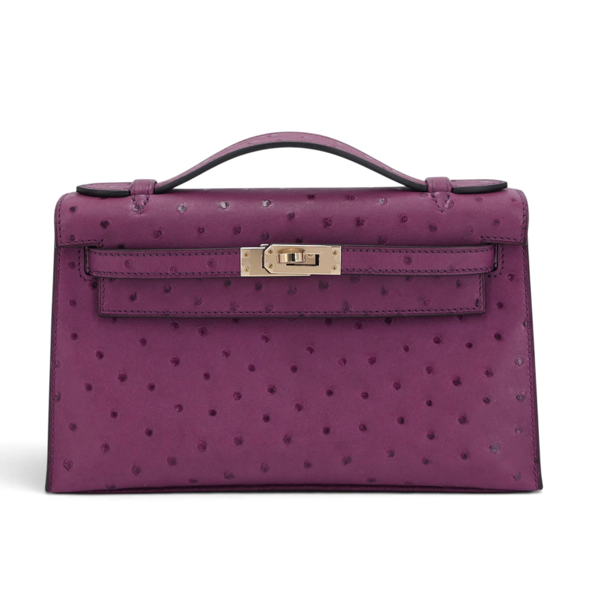 Unused ( Rank NS ) HERMÈS Kelly Pochette Violet (96) Ostrich Gold hardware U (2022)