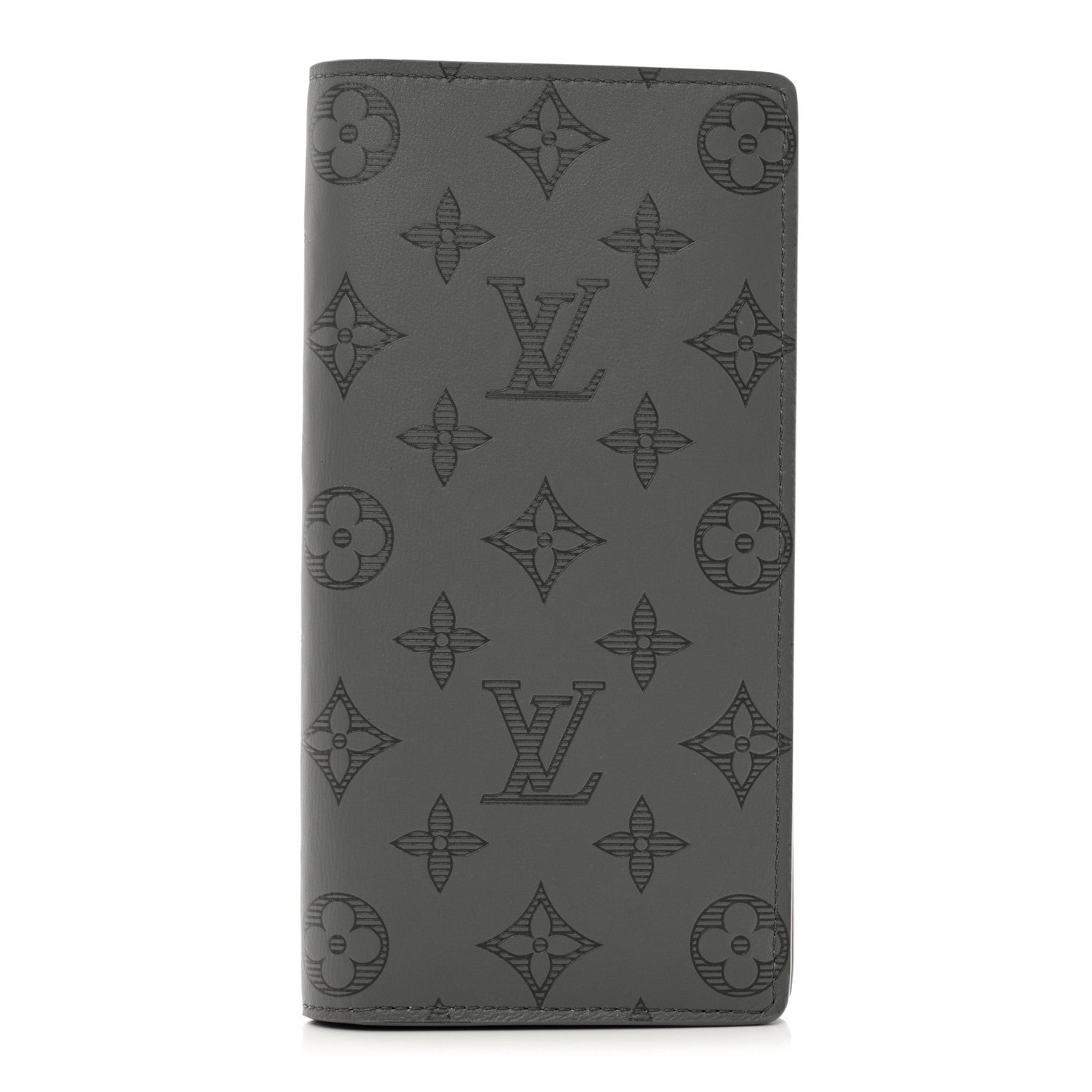 Louis Vuitton Calfskin Monogram Shadow Brazza Wallet Anthracite Gray
