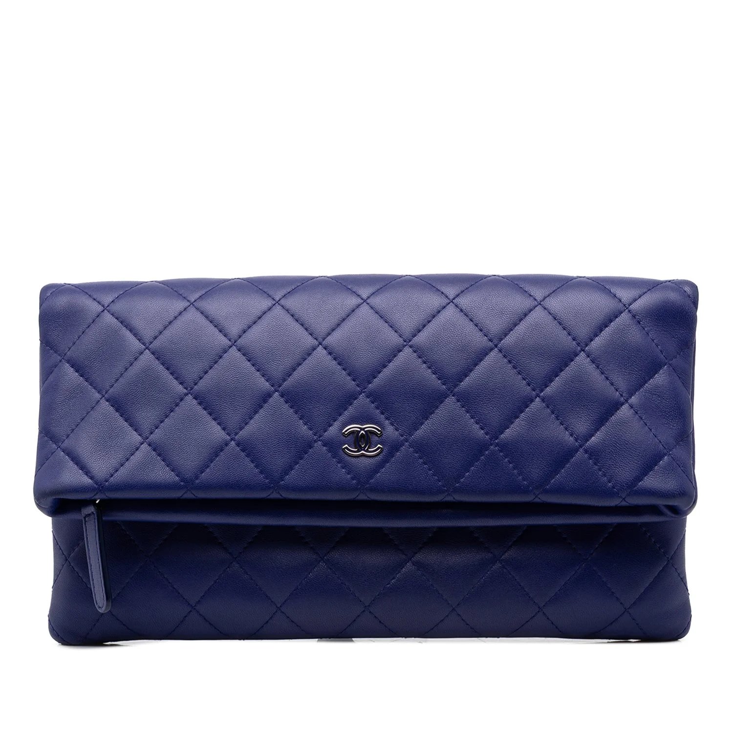 CC Quilted Lambskin Foldover Clutch
