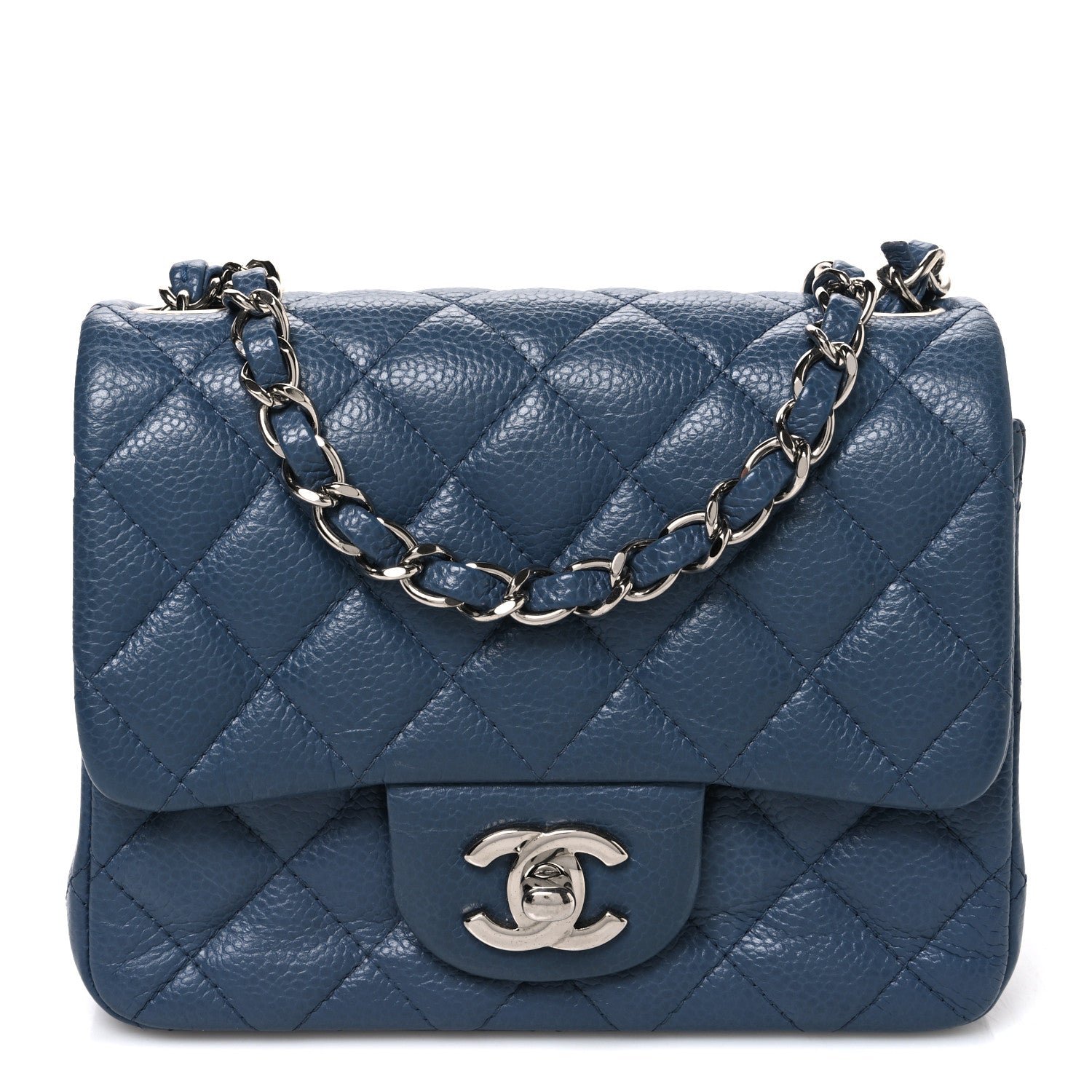 Caviar Quilted Mini Square Flap Navy