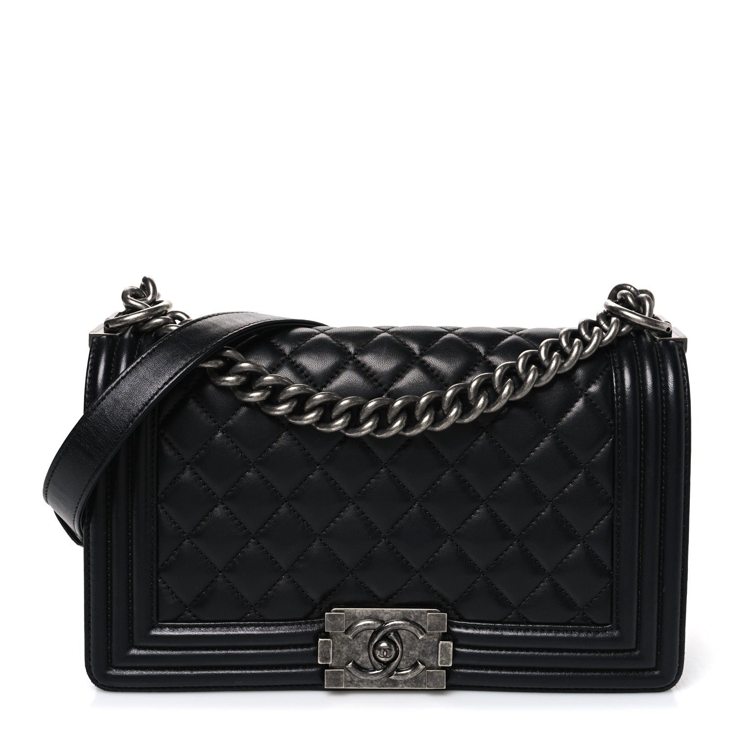 Chanel Lambskin Quilted Medium Boy Flap Black