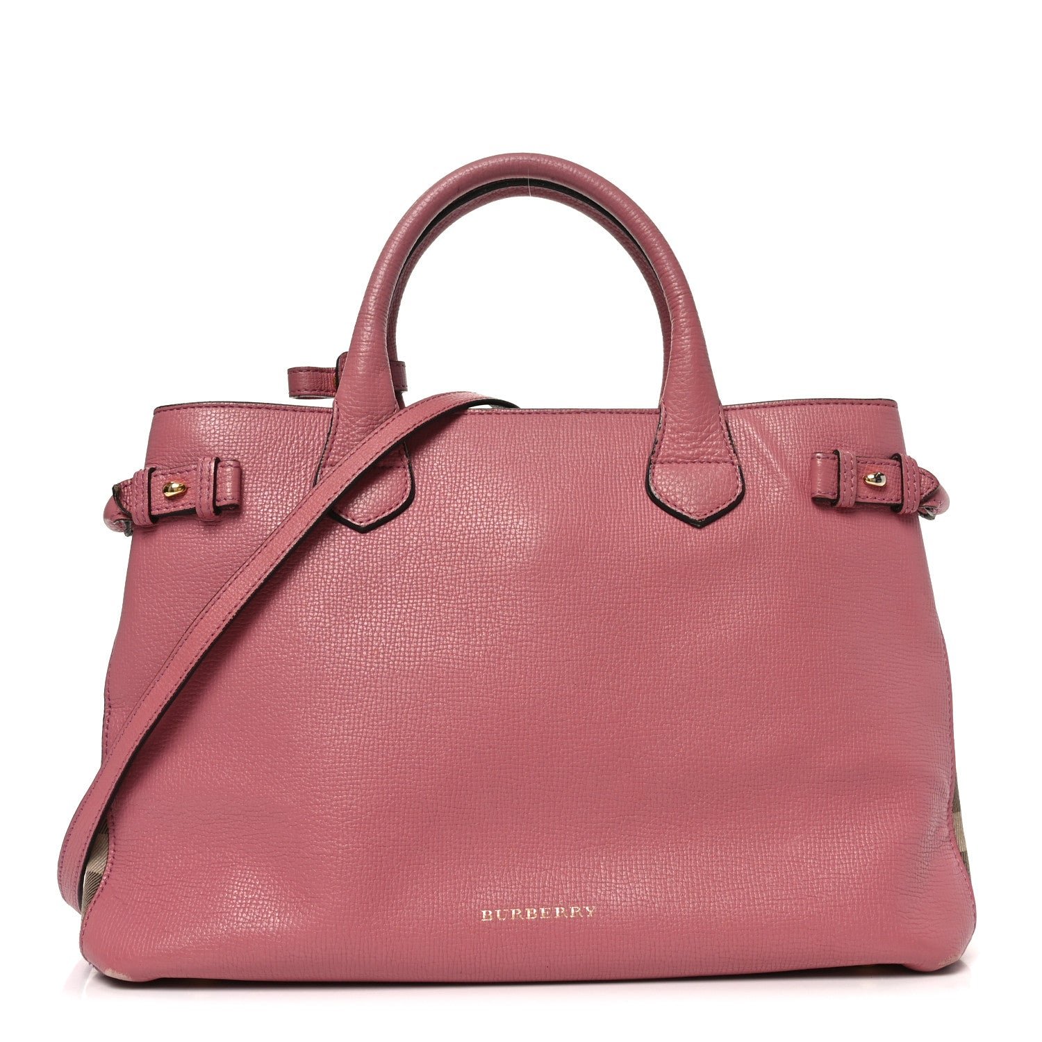 Burberry Burberry Grainy Calfskin House Check Medium Banner Tote Mauve Pink