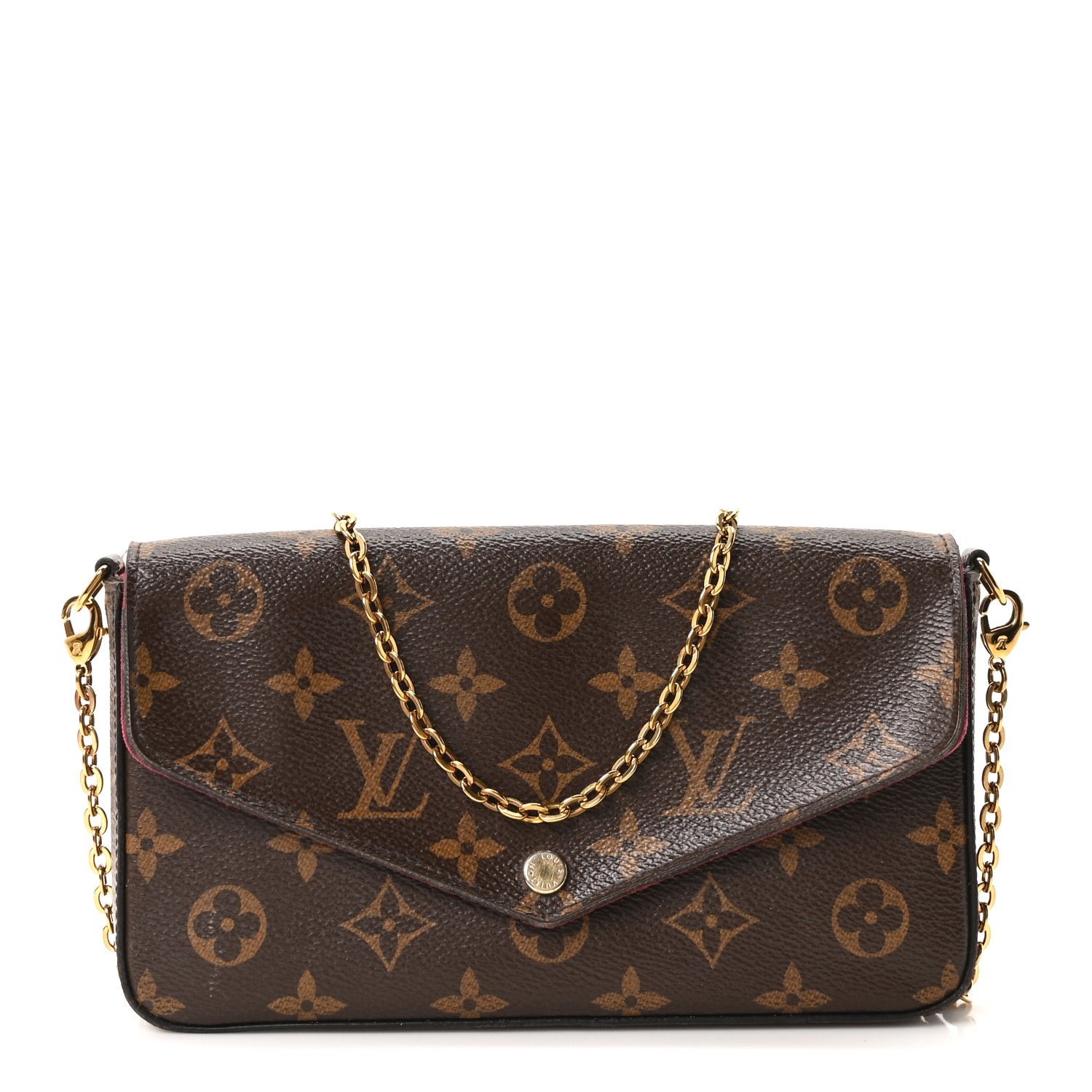 Monogram Pochette Felicie Chain Wallet Fuchsia