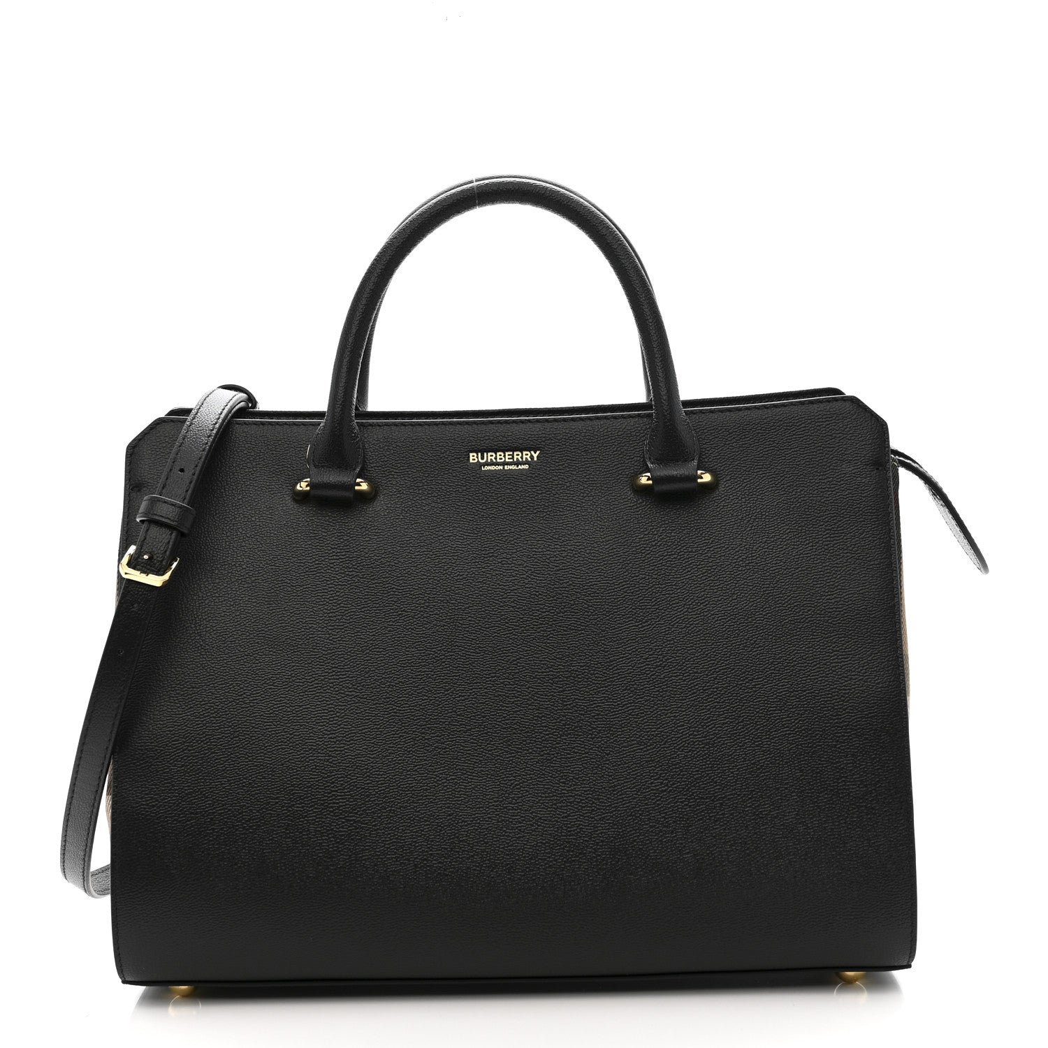 Burberry Calfskin Mega Check Small Banwell Tote Black