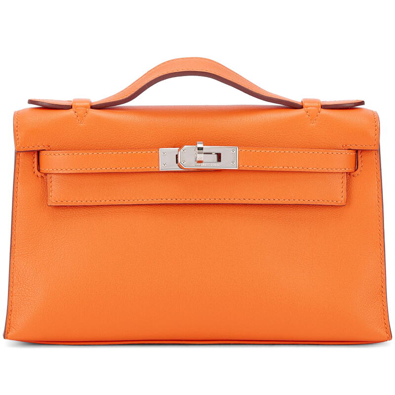 Orange Swift Kelly Pochette Palladium Hardware, 2009