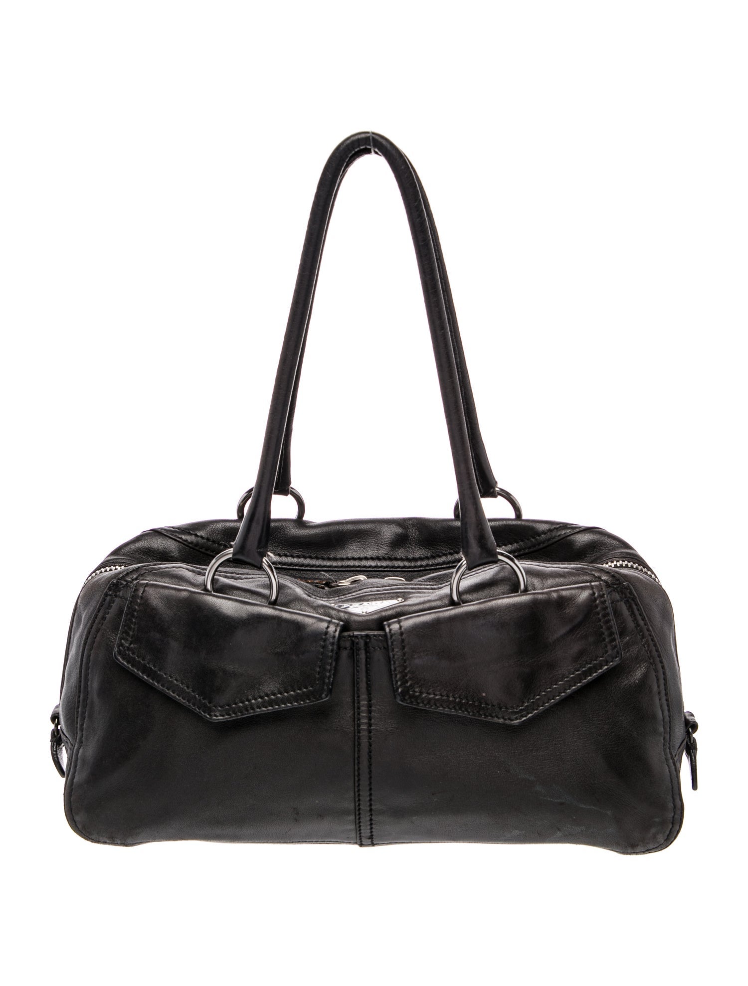 Prada Enameled Metal Triangle Easy