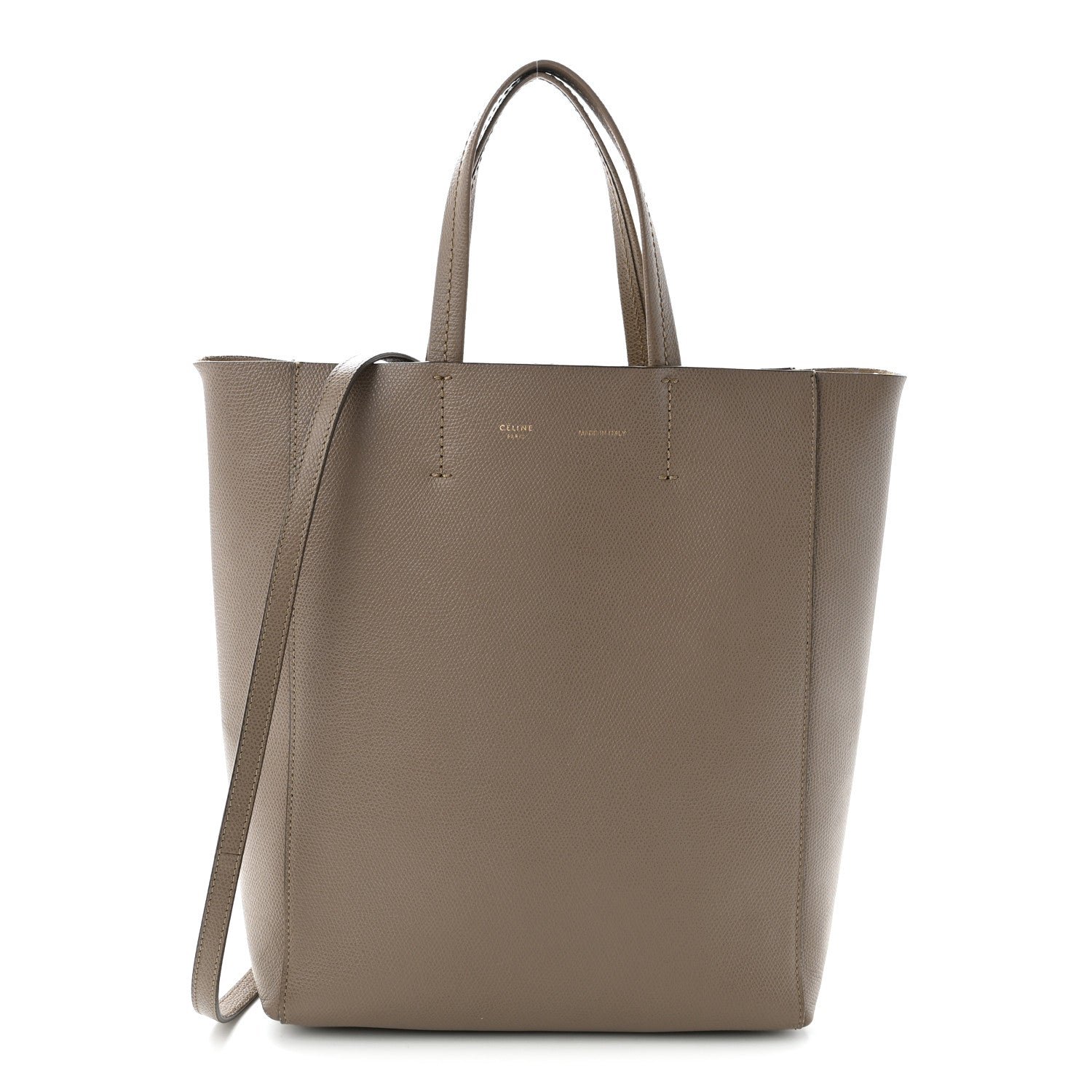 Celine Grained Calfskin Small Vertical Cabas Taupe