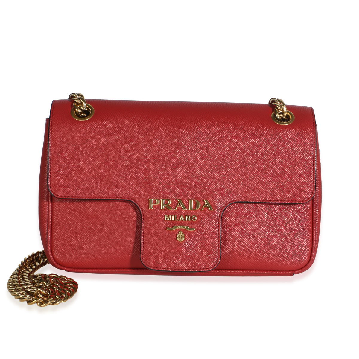 Red Saffiano Pattina Shoulder Flap Bag