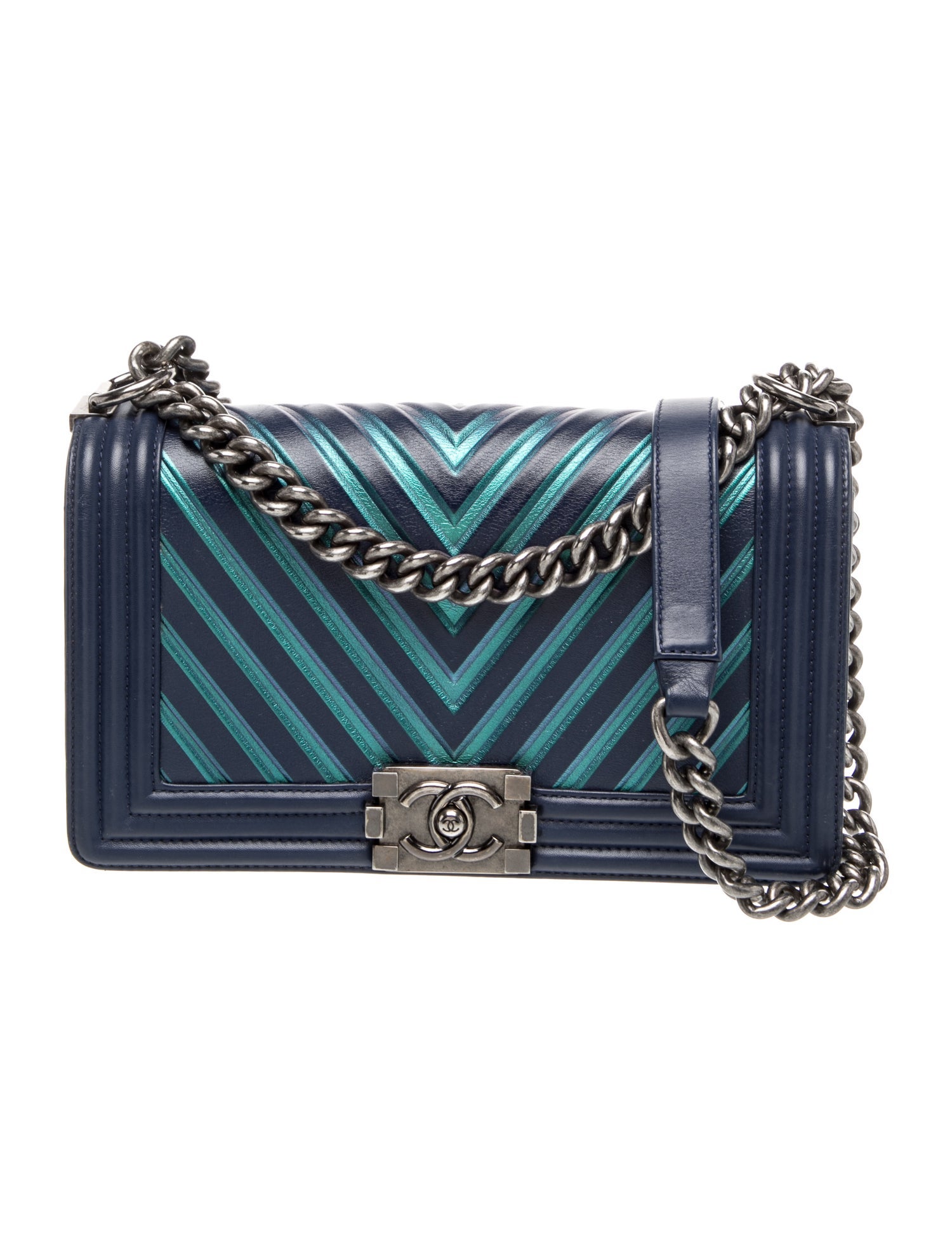 Medium Iridescent Chevron Boy Bag