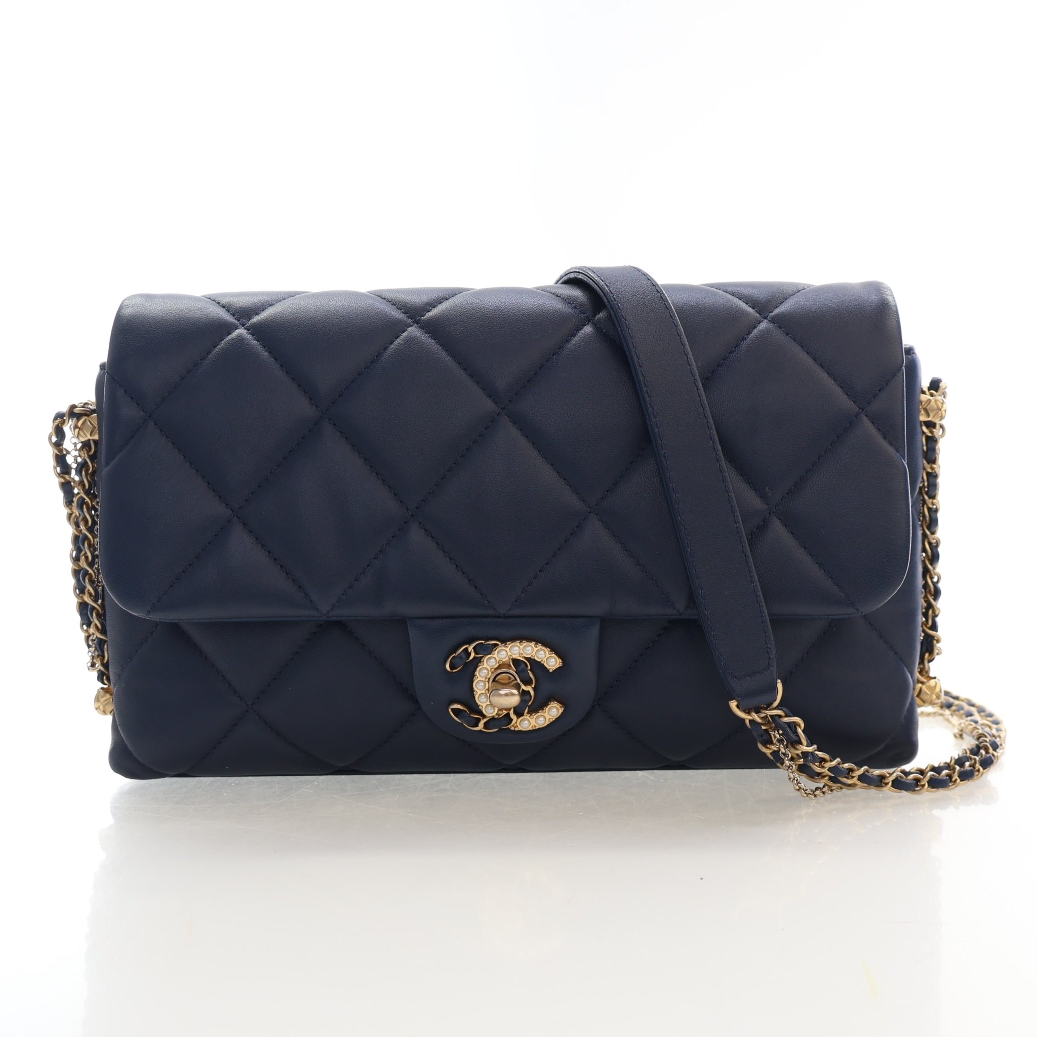 Chanel Medium Lambskin Chain Flap Bag