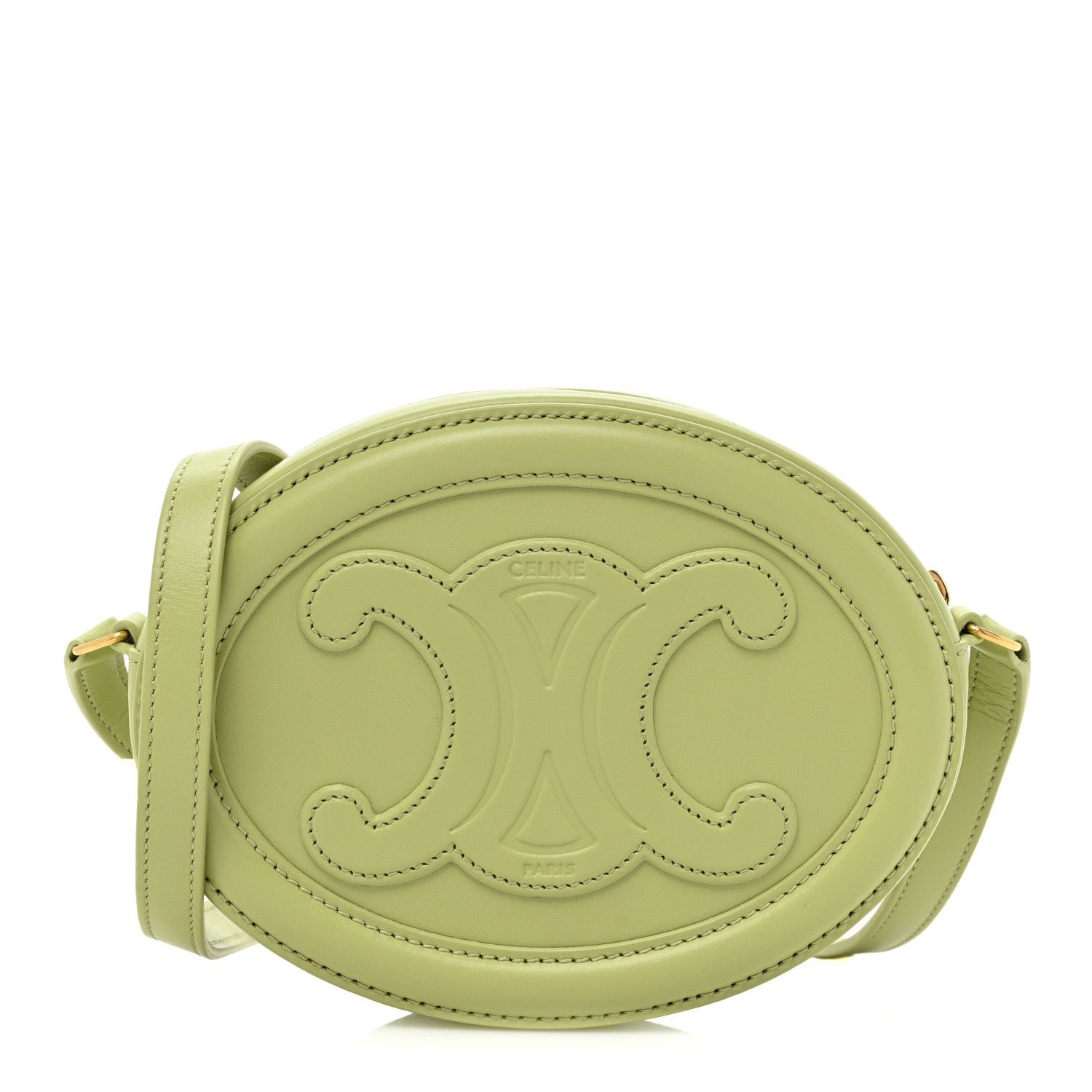 Celine Smooth Calfskin Cuir Small Triomphe Oval Purse Crossbody Light Jade