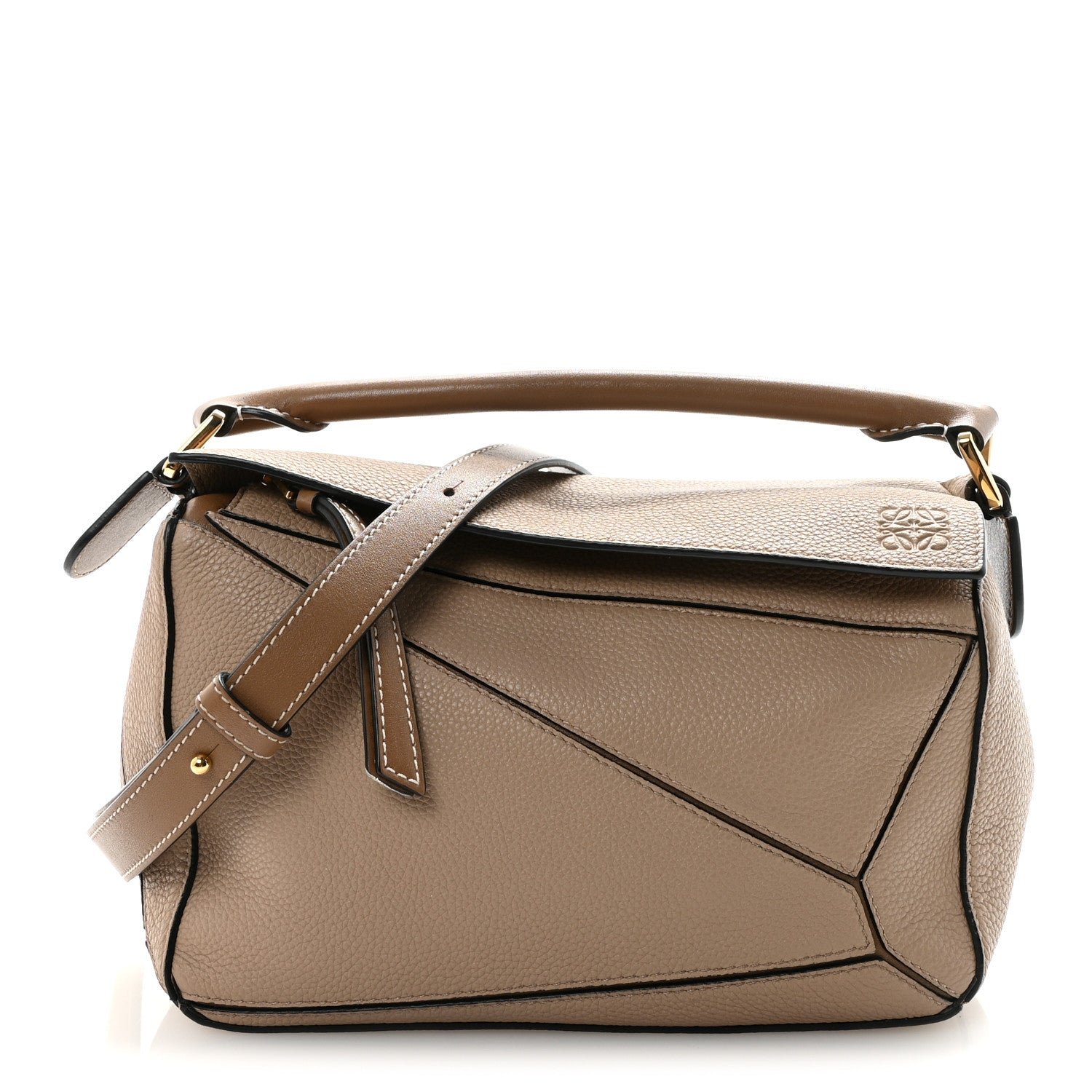 Loewe Grained Calfskin Small Puzzle Bag Sand Mink
