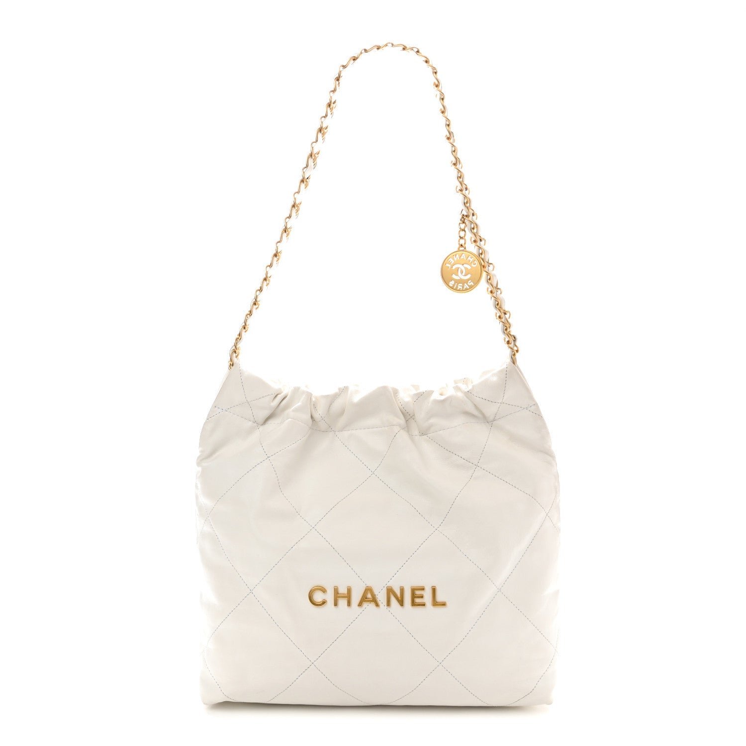 Chanel Shiny Calfskin Quilted Small Chanel 22 White