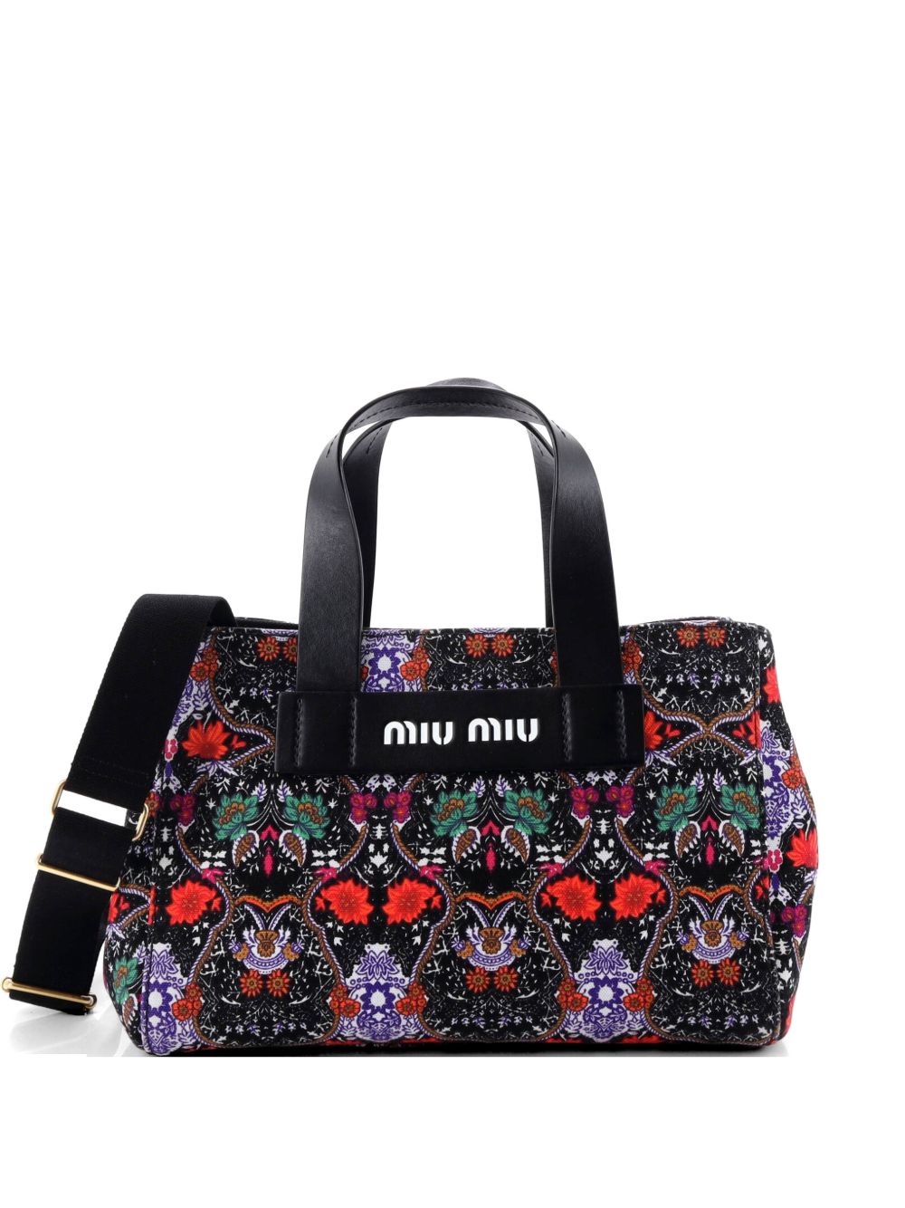 Miu Miu Logo Convertible Canapa Printed Canvas Mini tote bag