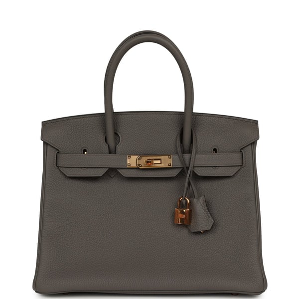 Pre-owned Hermes Birkin 30 Etain Togo Rose Gold Hardware