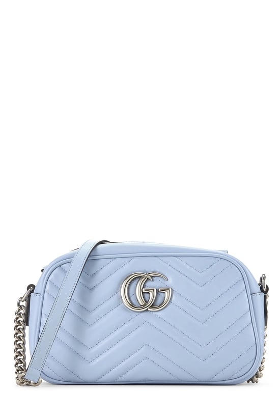Blue Leather GG Marmont Crossbody Bag Small