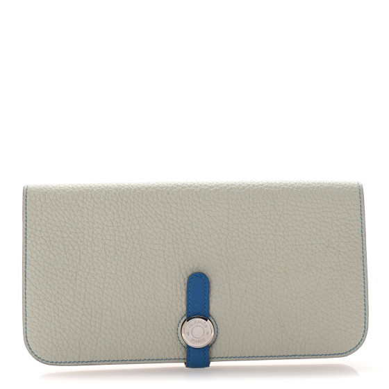 Hermes Togo Dogon Recto Verso Wallet Gris Perle Bleu Izmir