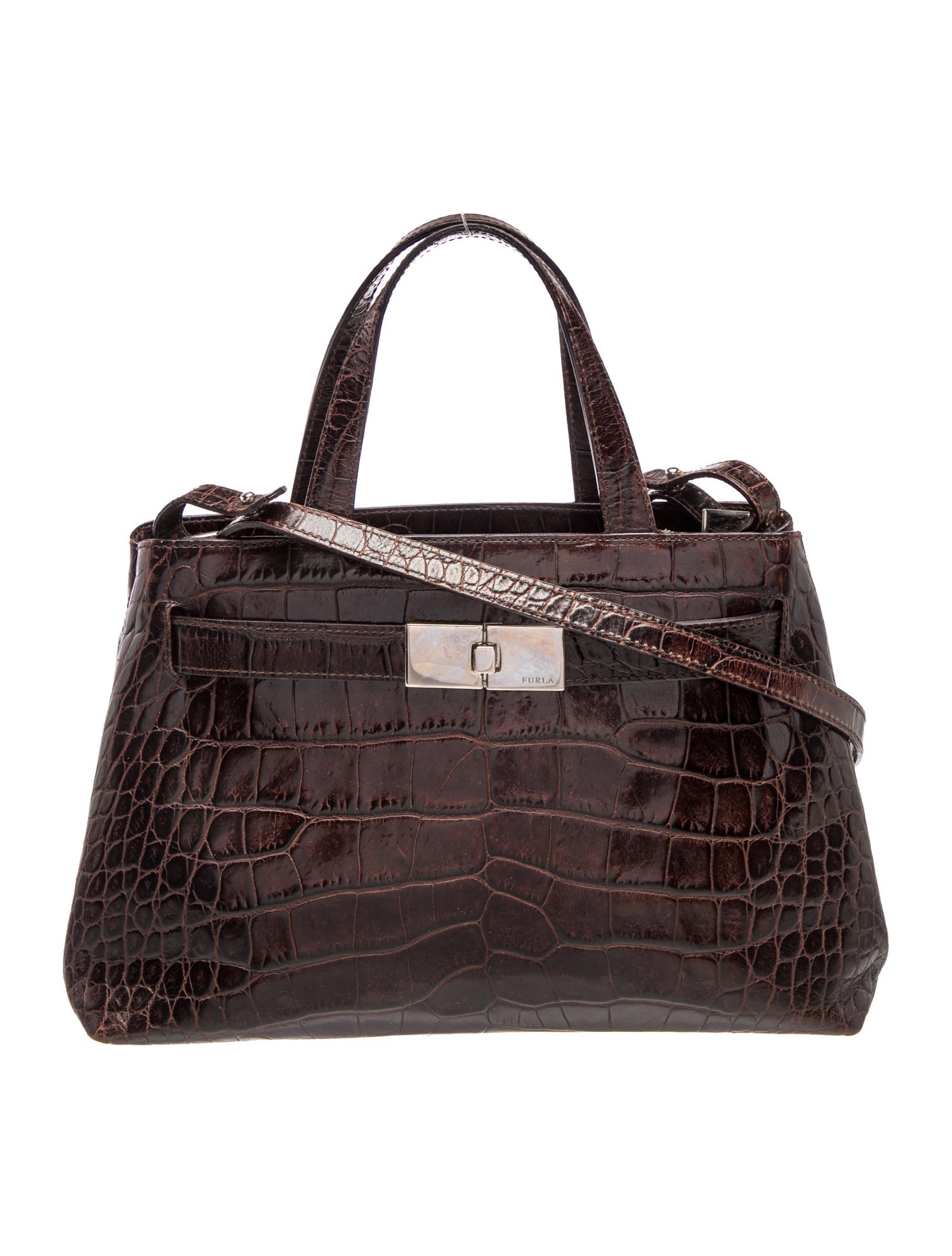 Embossed Leather Top Handle Bag
