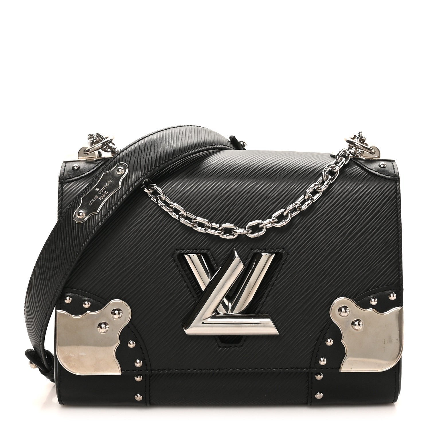 Louis Vuitton Epi Studded Mirror Twist Shoulder Bag MM Black