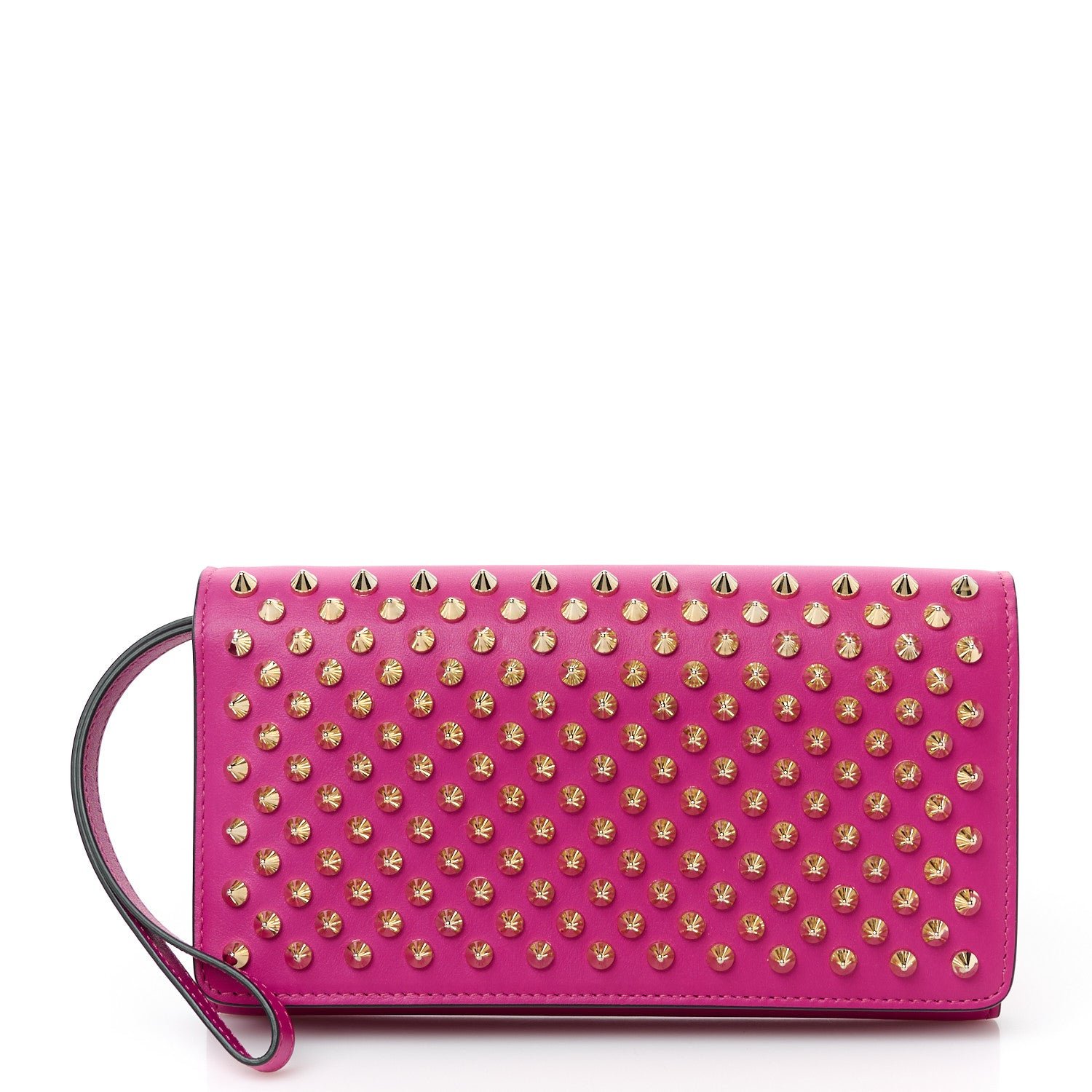 Christian Louboutin Calfskin Macaron Spiked Flap Wallet Indian Rose