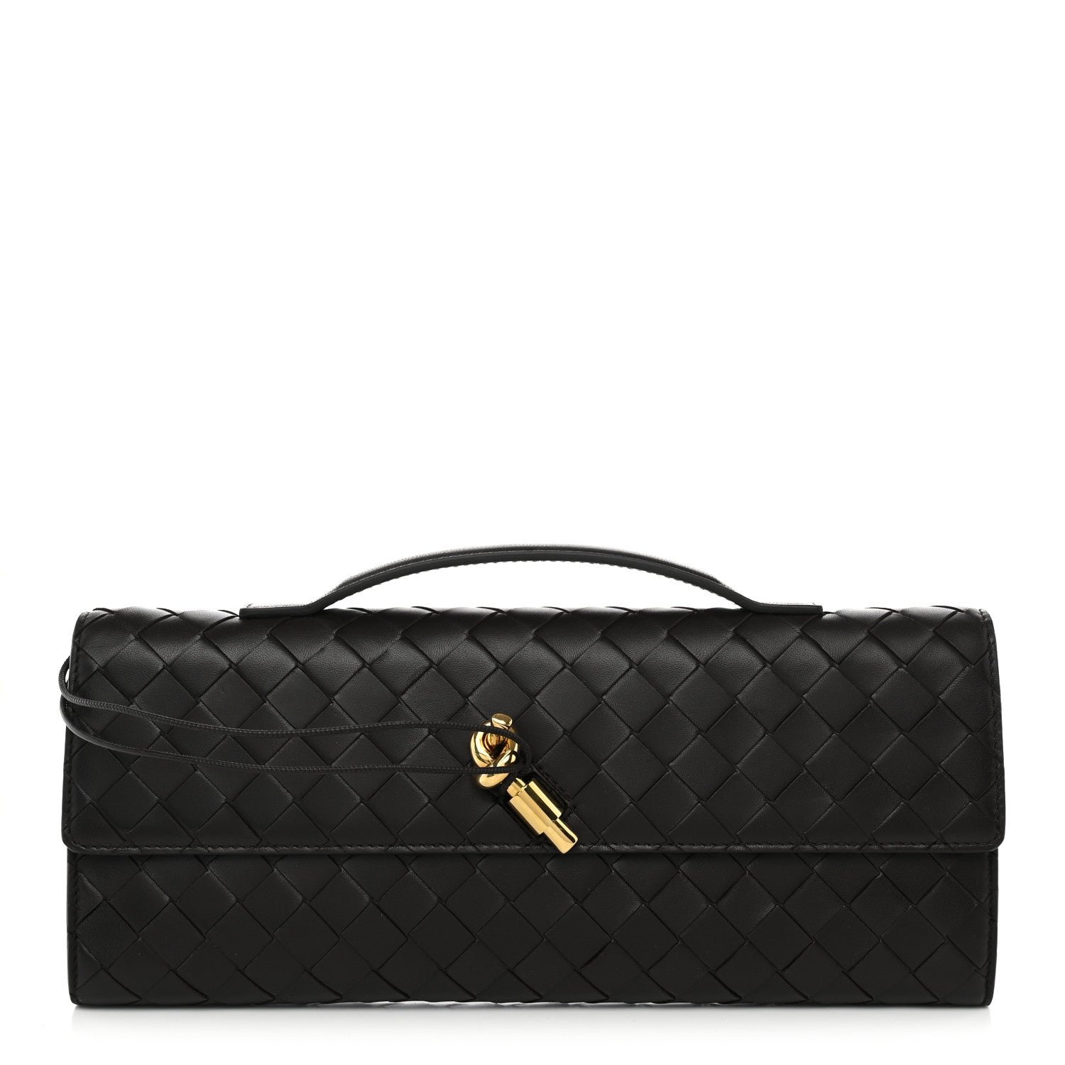 Bottega Veneta Nappa Intrecciato Long Andiamo Top Handle Clutch Fondant