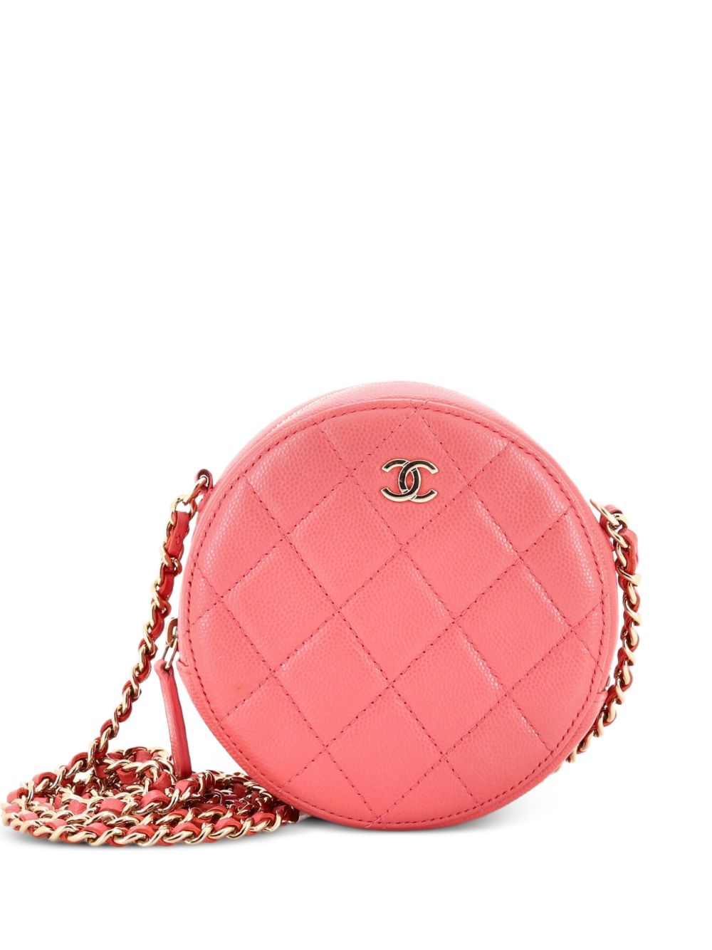 Round Clutch with Chain Quilted Caviar Mini crossbody bag
