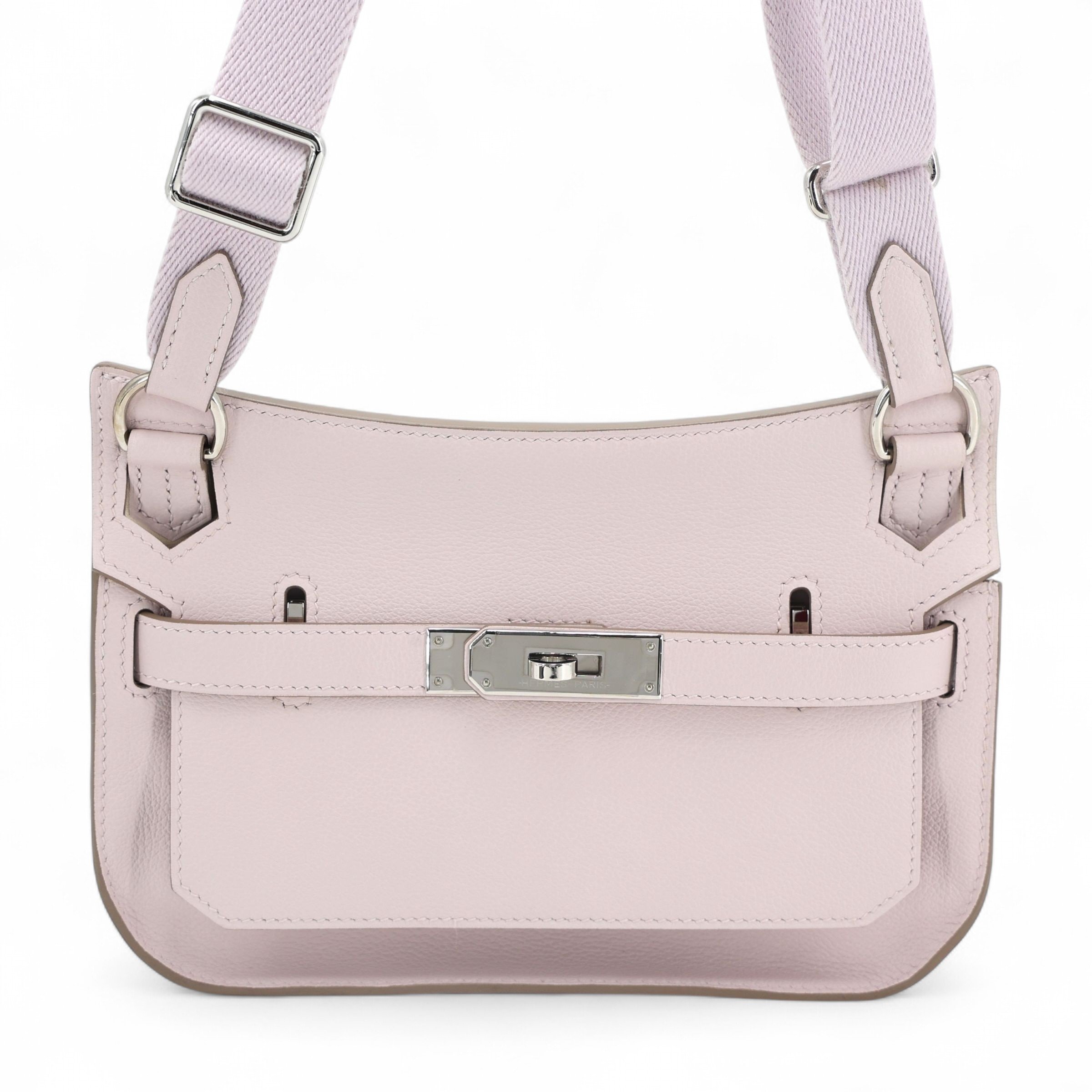 Excellent ( Rank SA ) HERMÈS Jypsiere Mini Mauve Pale (09) Evercolor Palladium hardware B (2023)