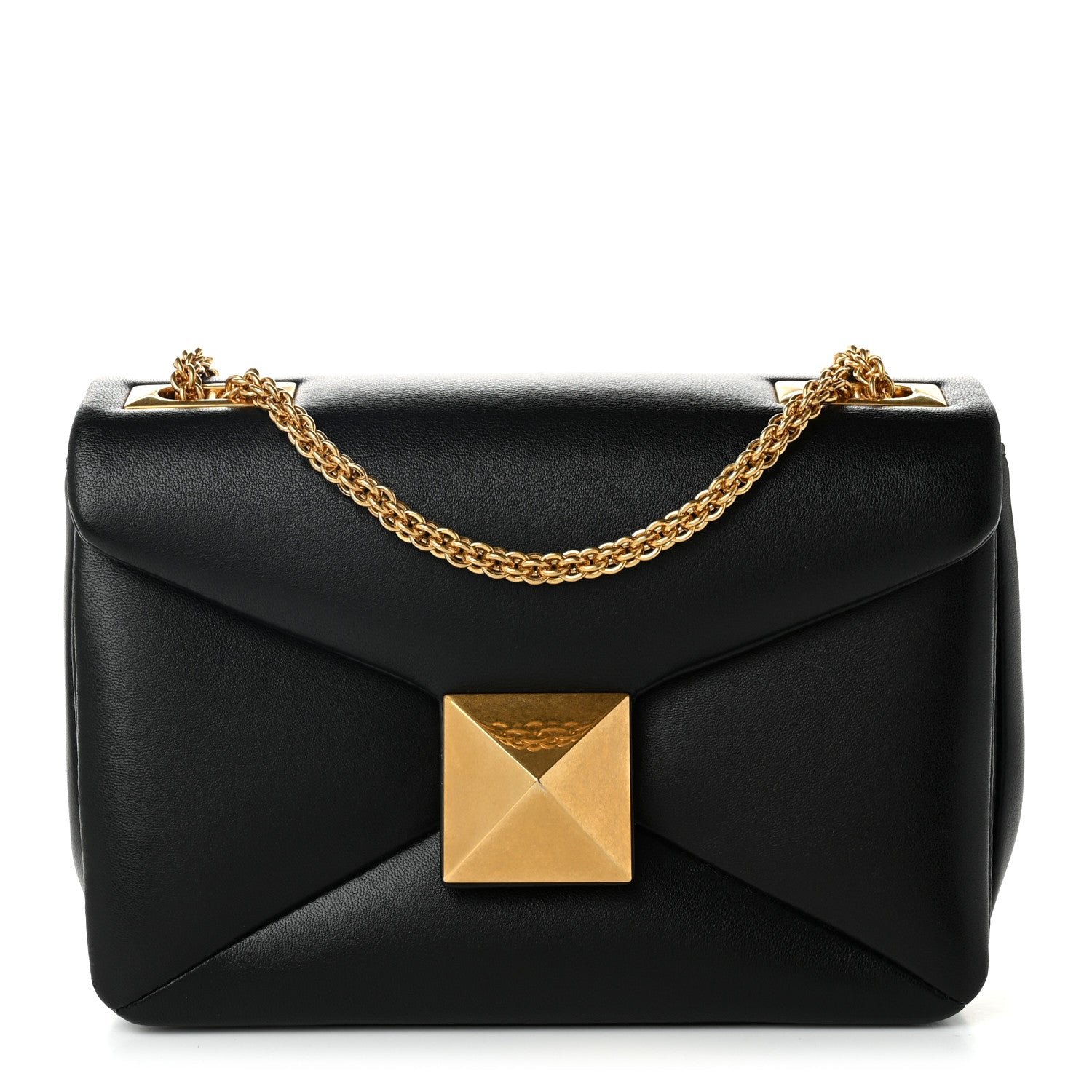 Valentino Garavani Nappa One Stud Chain Clutch Black