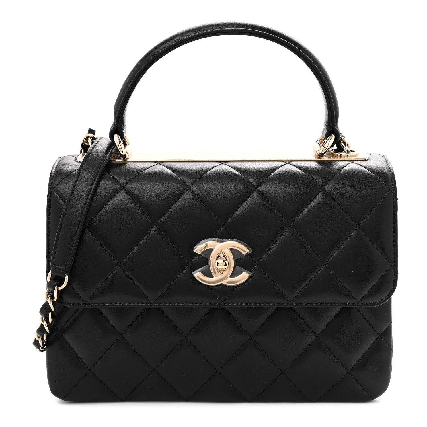Chanel Lambskin Quilted Small Trendy CC Dual Handle Flap Bag Black