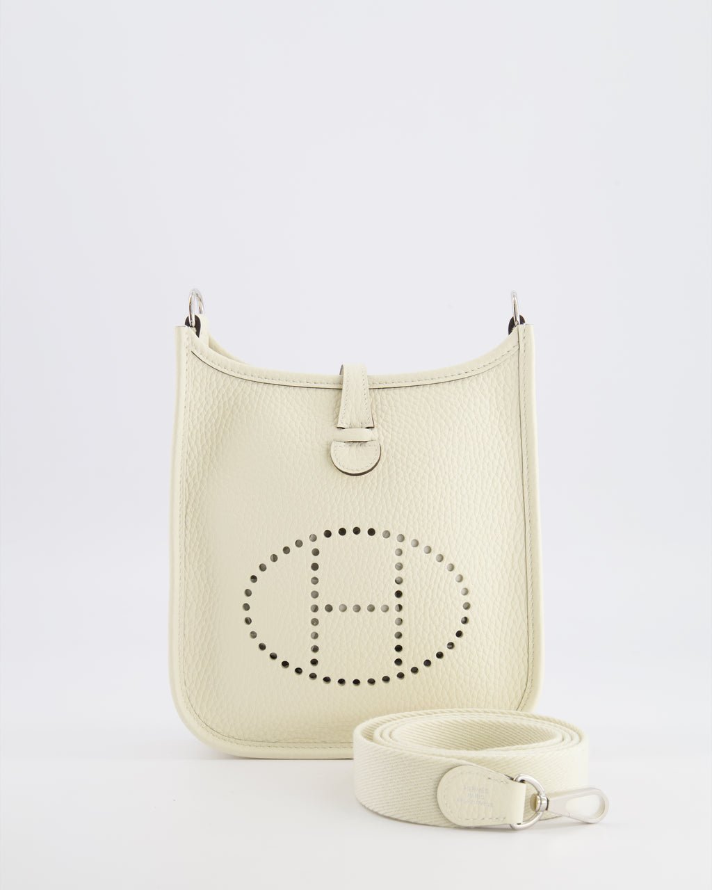 Hermès Mini Evelyne Amazone Bag in Cream Clemence Leather with Palladium Hardware