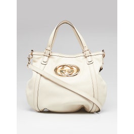 Gucci Gucci White Leather Britt Hobo Messenger Bag