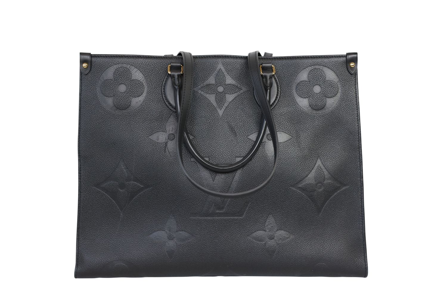 Louis Vuitton OnTheGo GM Tote Bag, Black Monogram Empreinte Leather, Preowned in Dustbag WA001