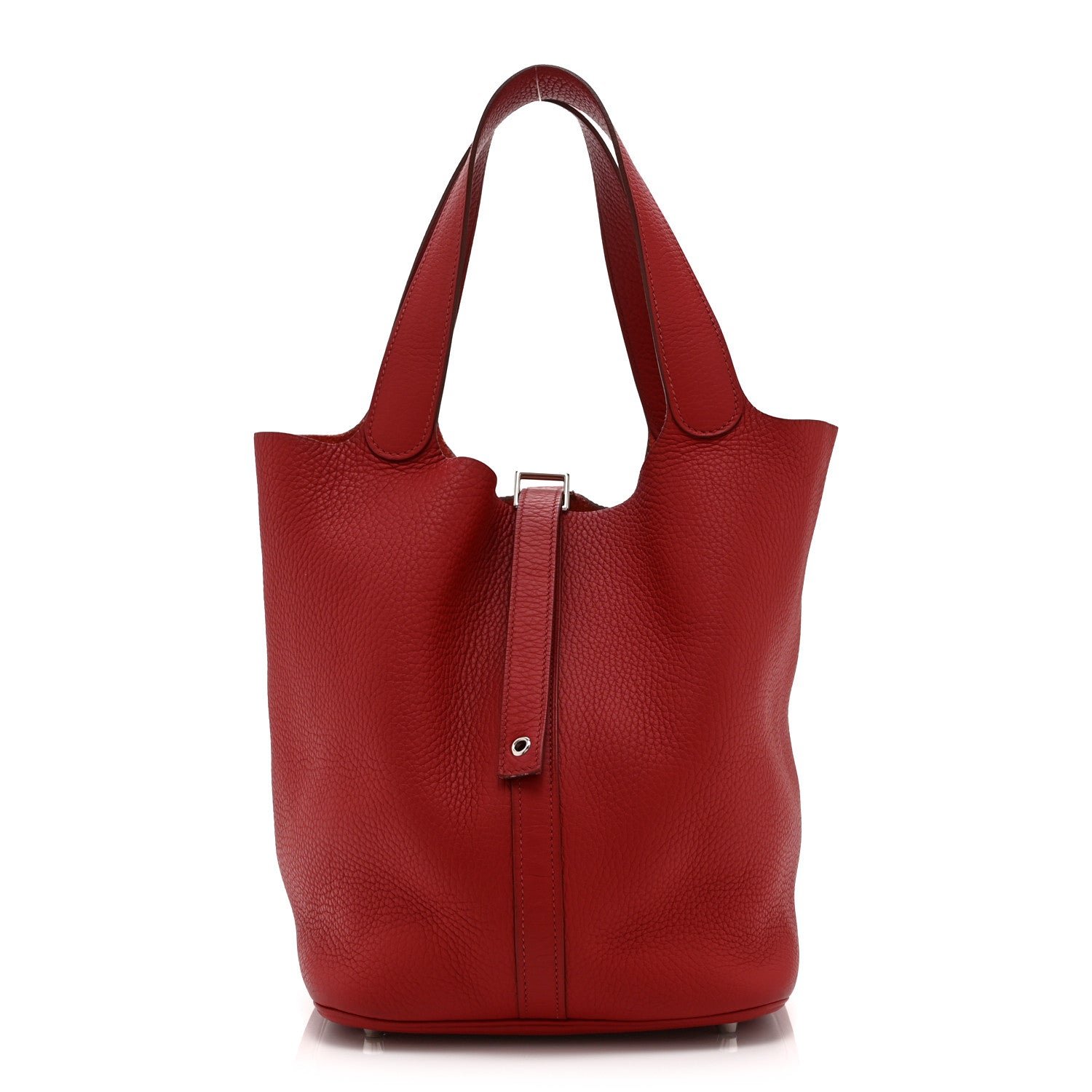Hermes Taurillon Clemence Picotin Lock 26 GM Rouge Casaque