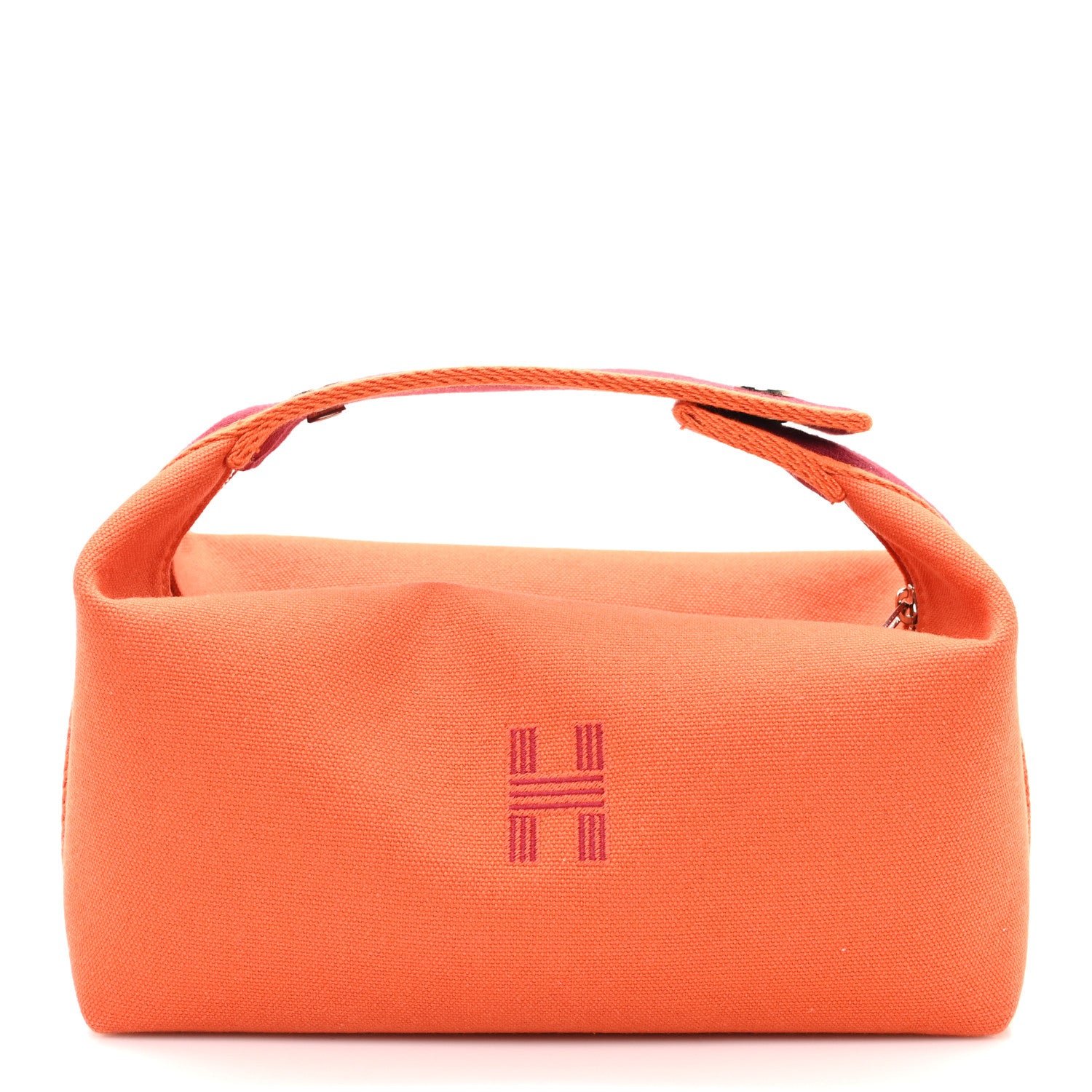 Hermes Hermes Canvas Small Bride-A-Brac Pouch  Orange Burgundy