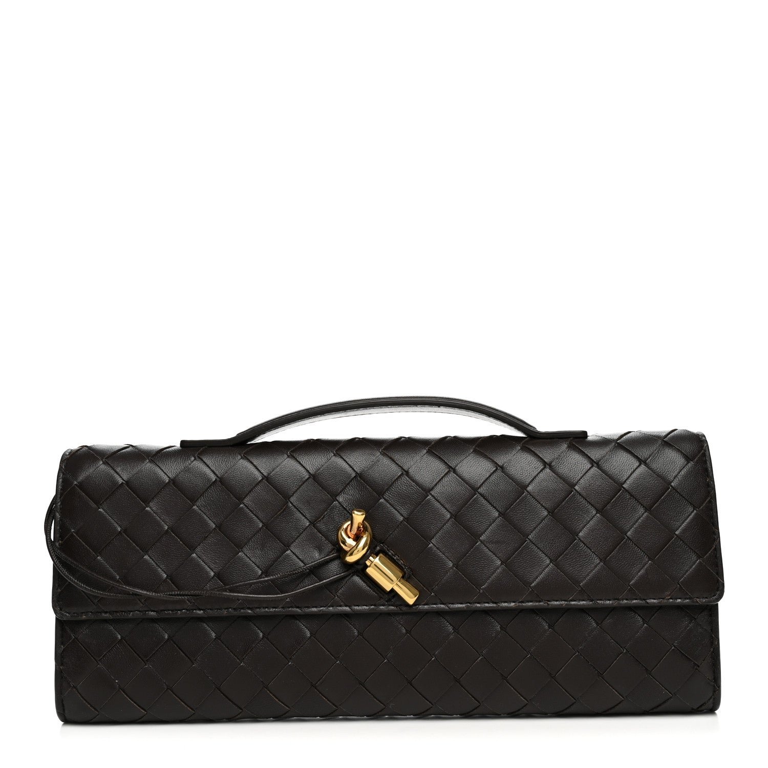 Bottega Veneta Nappa Intrecciato Long Andiamo Top Handle Clutch  Fondant