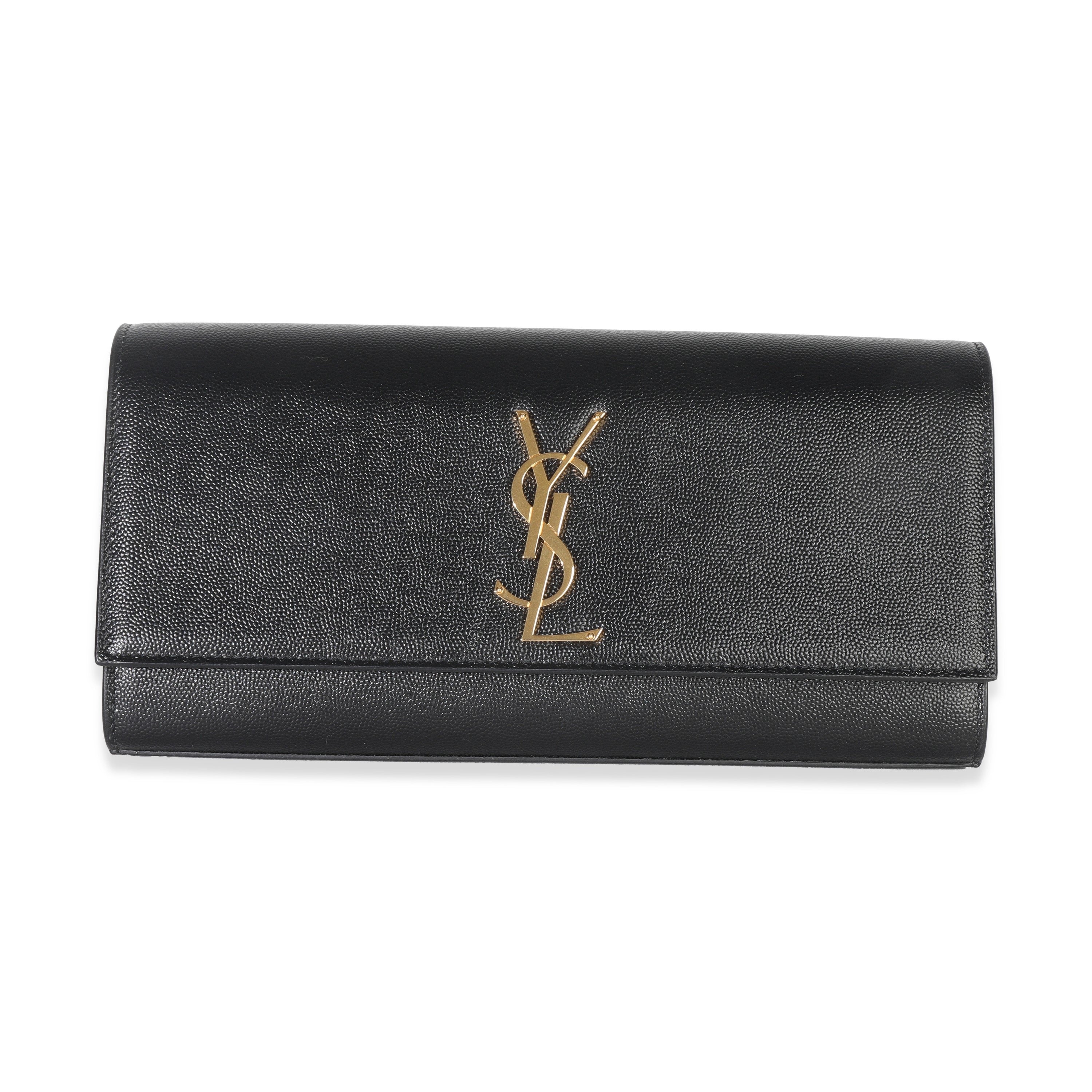Saint Laurent Black Grain De Poudre Classic Cassandre Clutch