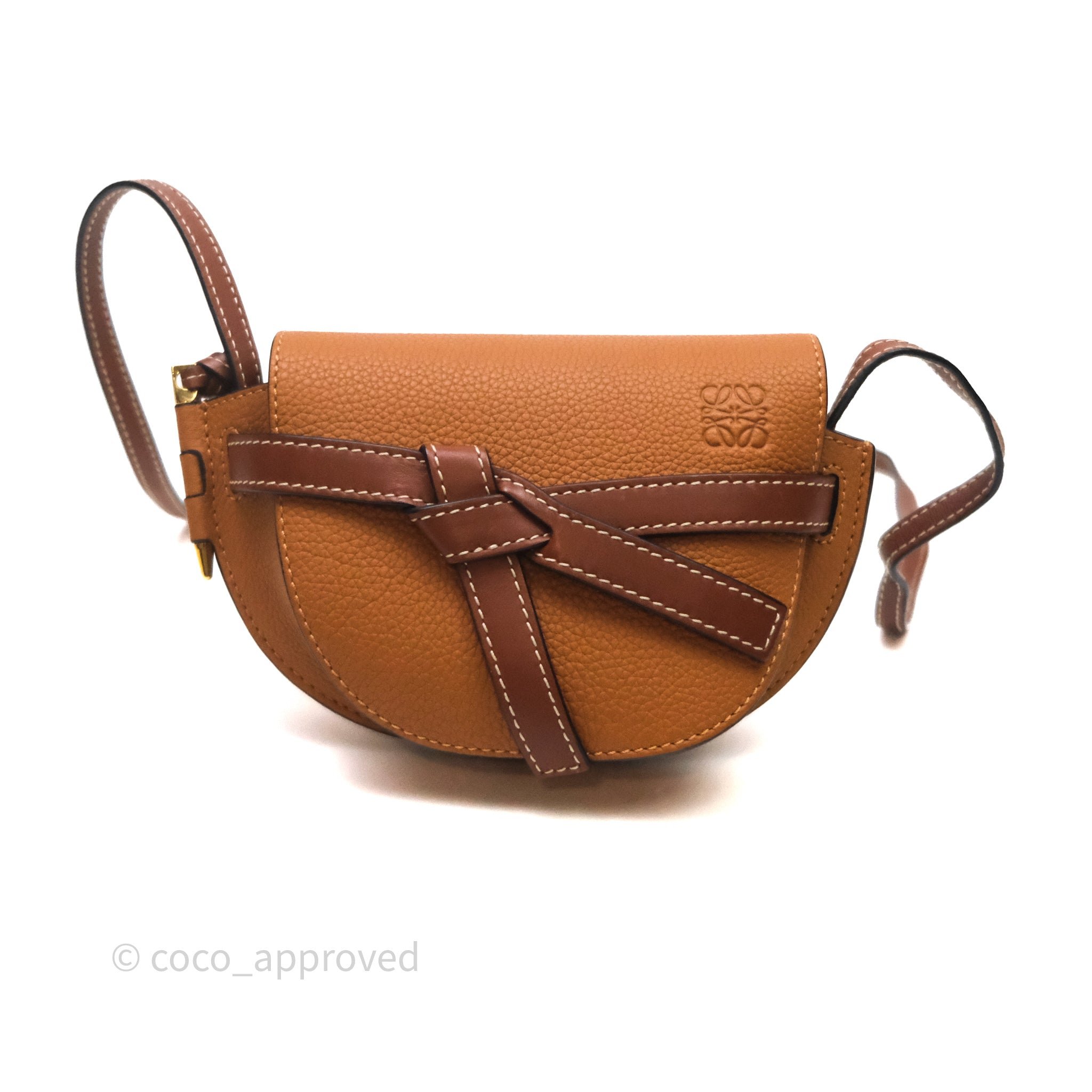 Loewe Gate Mini Bag In Light Caramel/Pecan Grained Calfskin