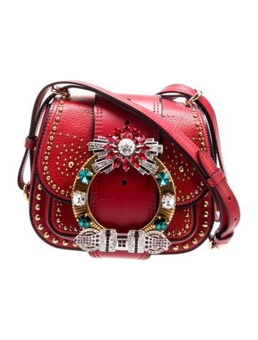 Miu Miu Goat Leather Jeweled Dahlia